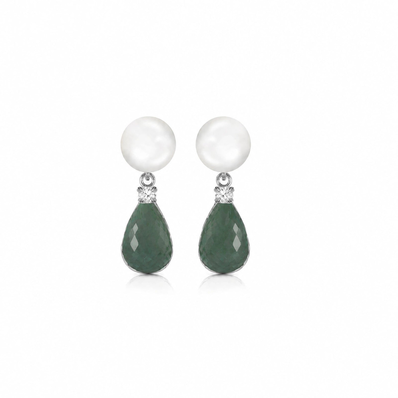 White Gold Emerald & Pearl & Diamond — Rosaflora