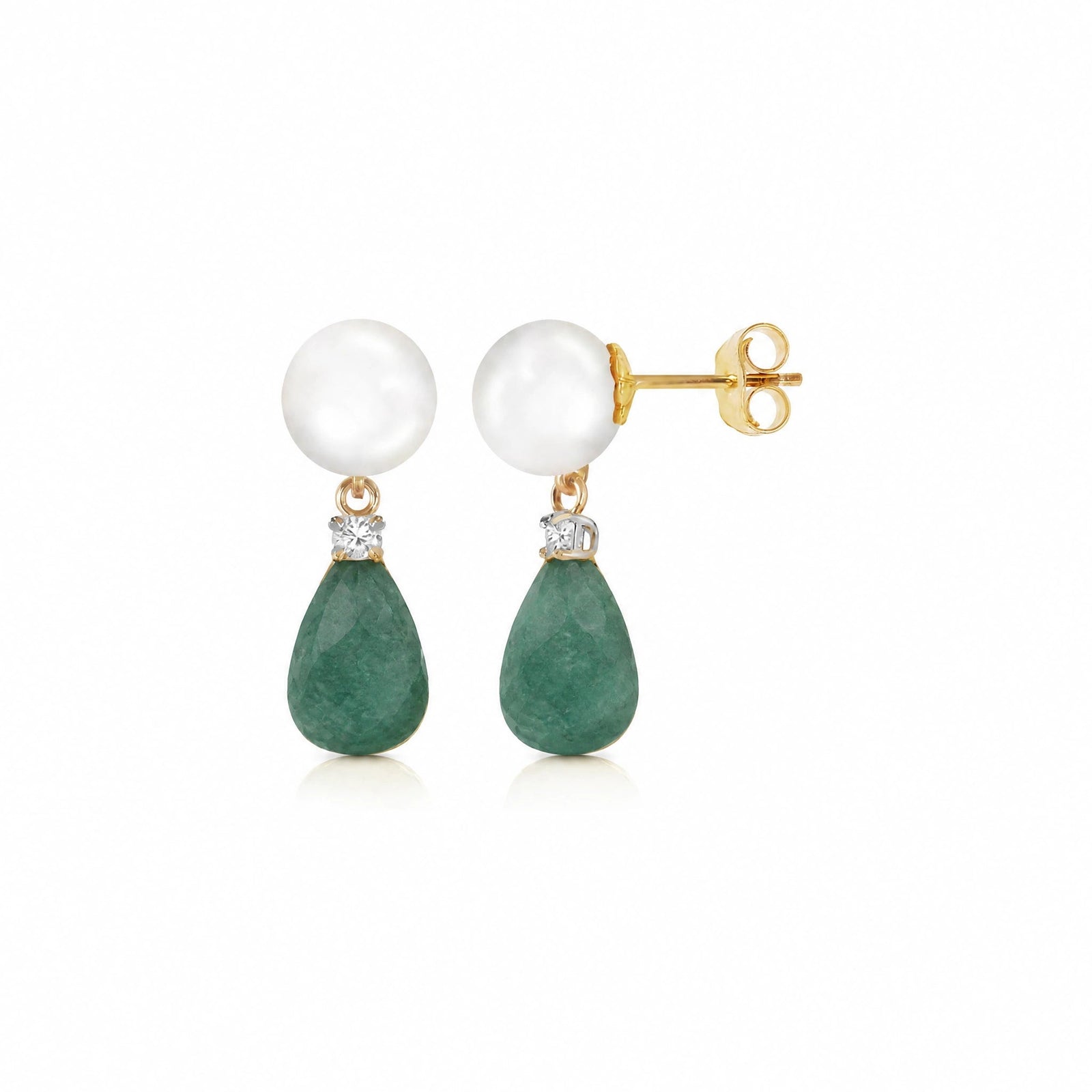 Yellow Gold Emerald & Pearl & Diamond — Rosaflora