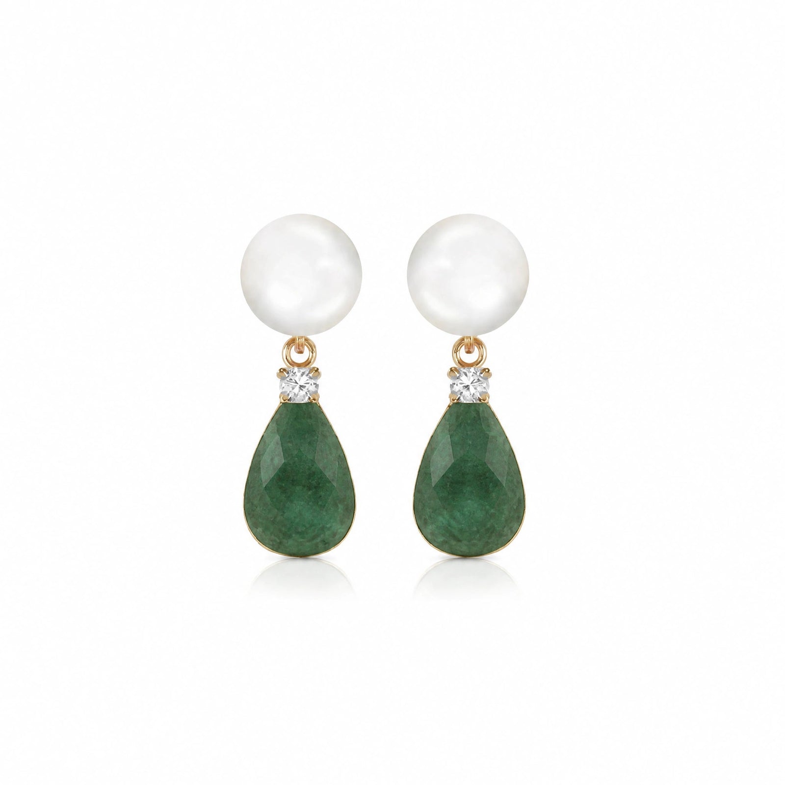 Yellow Gold Emerald & Pearl & Diamond — Rosaflora