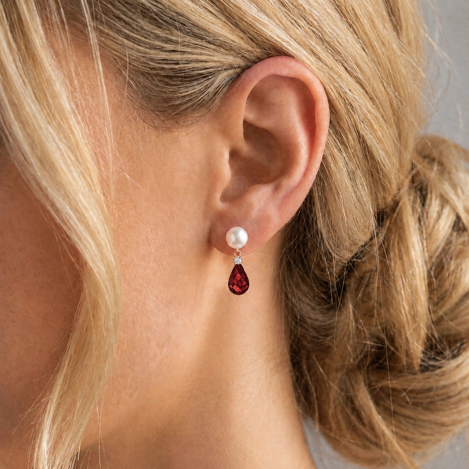 Rose Gold Garnet & Pearl & Diamond — Rosaflora