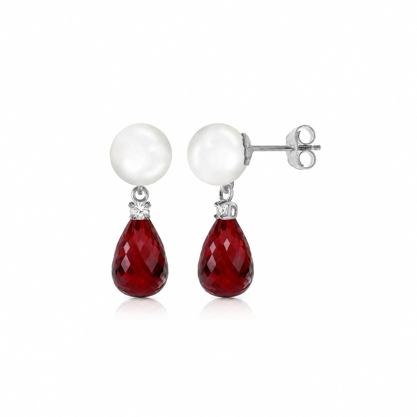 White Gold Garnet & Pearl & Diamond — Rosaflora