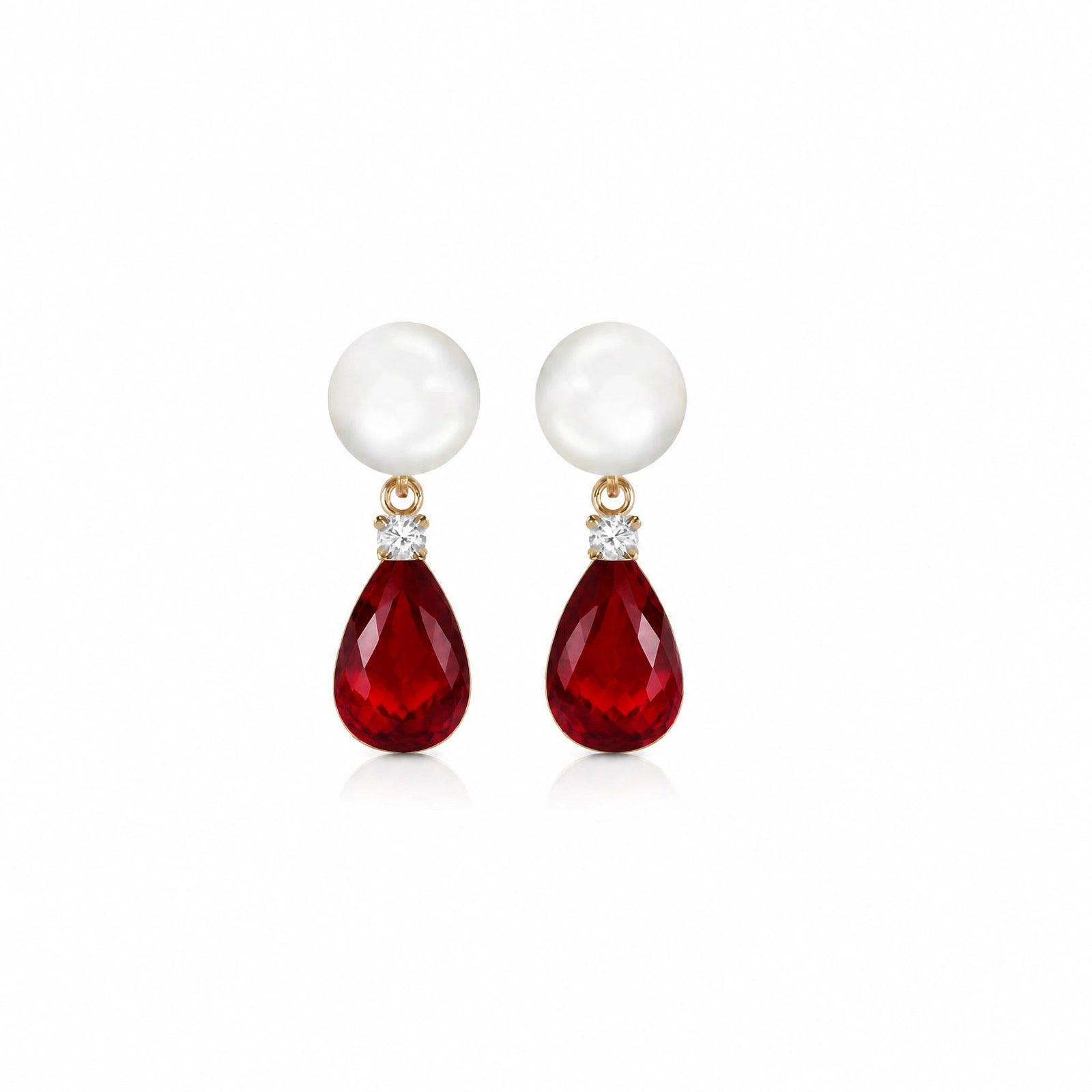 Yellow Gold Garnet & Pearl & Diamond — Rosaflora