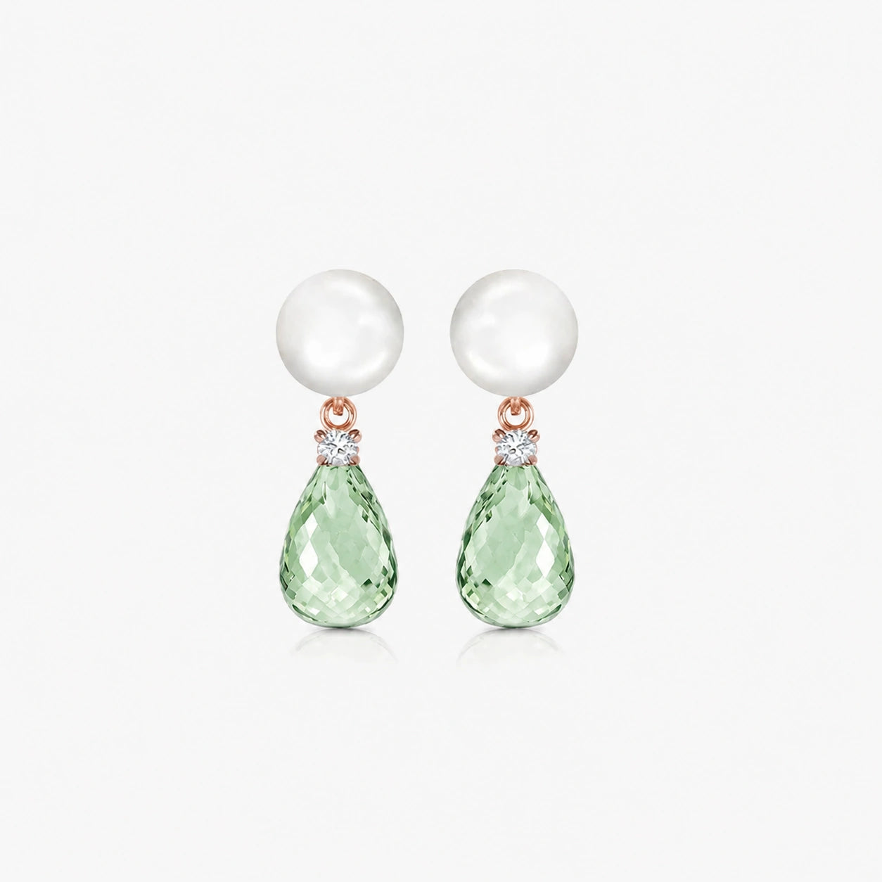 Rose Gold Pearl & Diamond & Green Amethyst — Rosaflora
