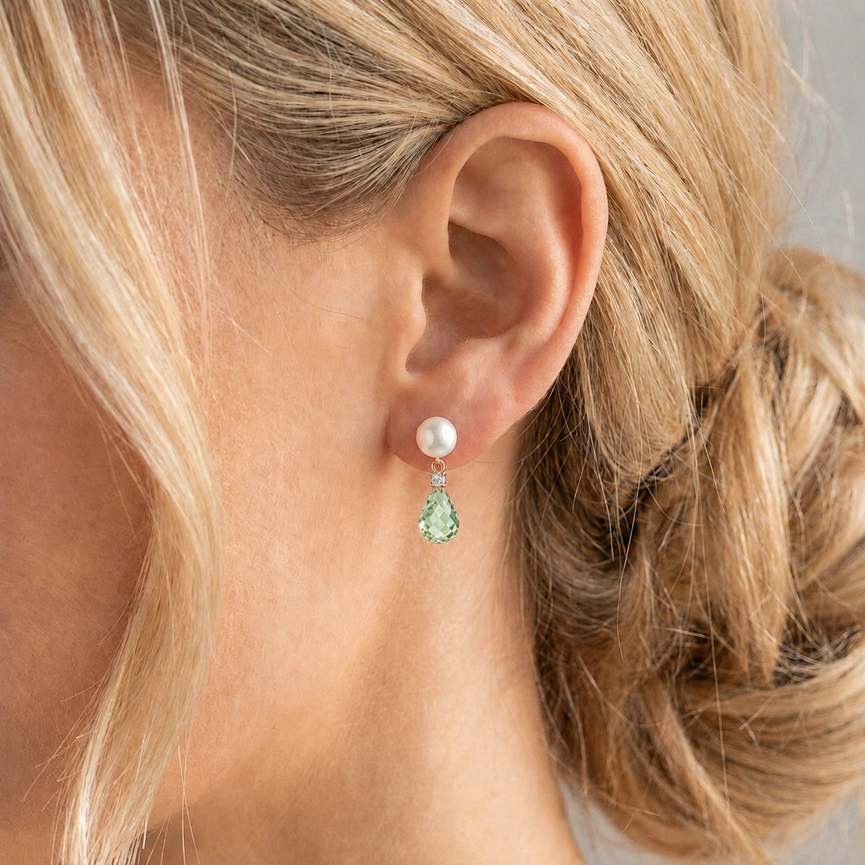 Rose Gold Pearl & Diamond & Green Amethyst — Rosaflora