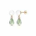 Yellow Gold Pearl & Diamond & Green Amethyst — Rosaflora