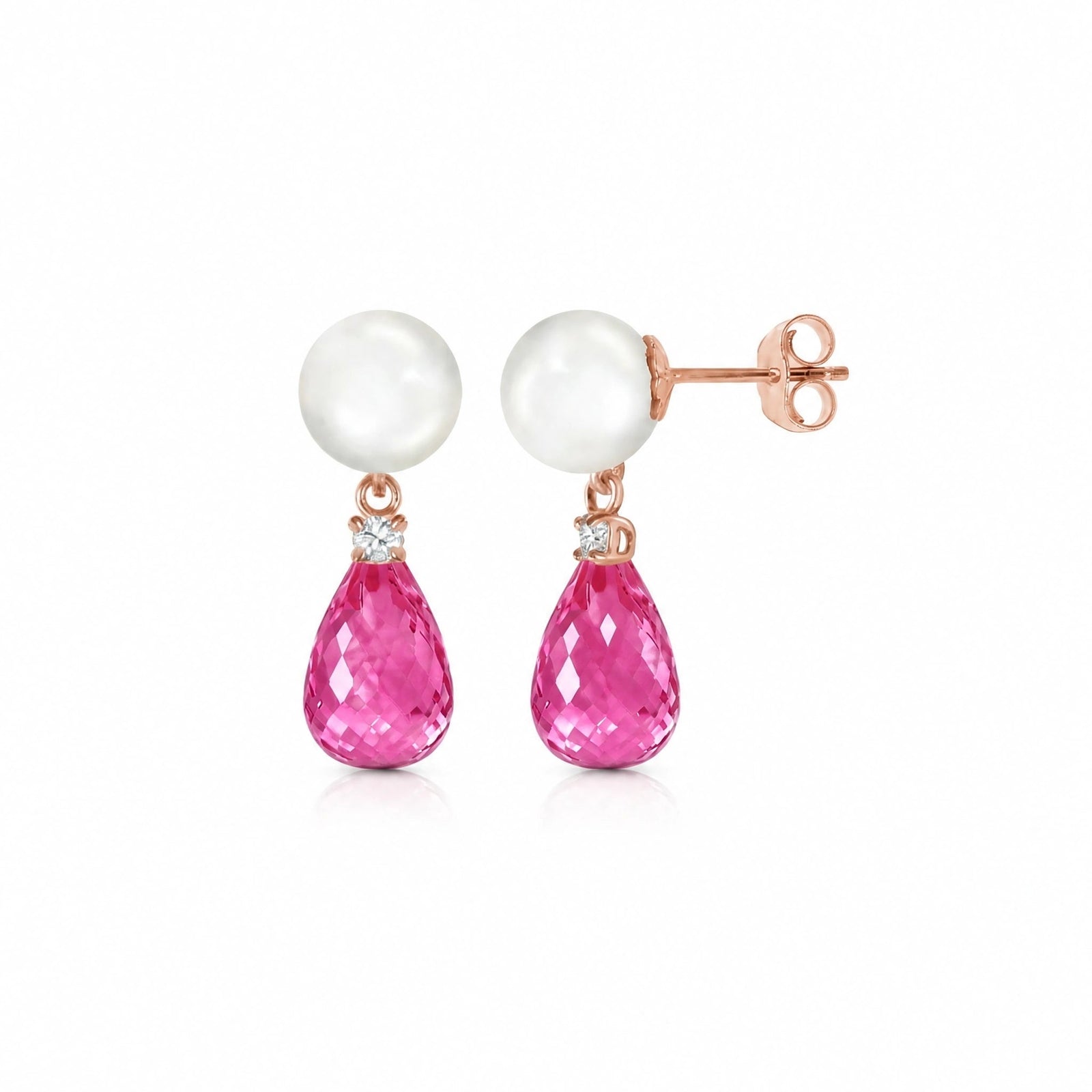 Rose Gold Pink Topaz & Pearl & Diamond — Rosaflora
