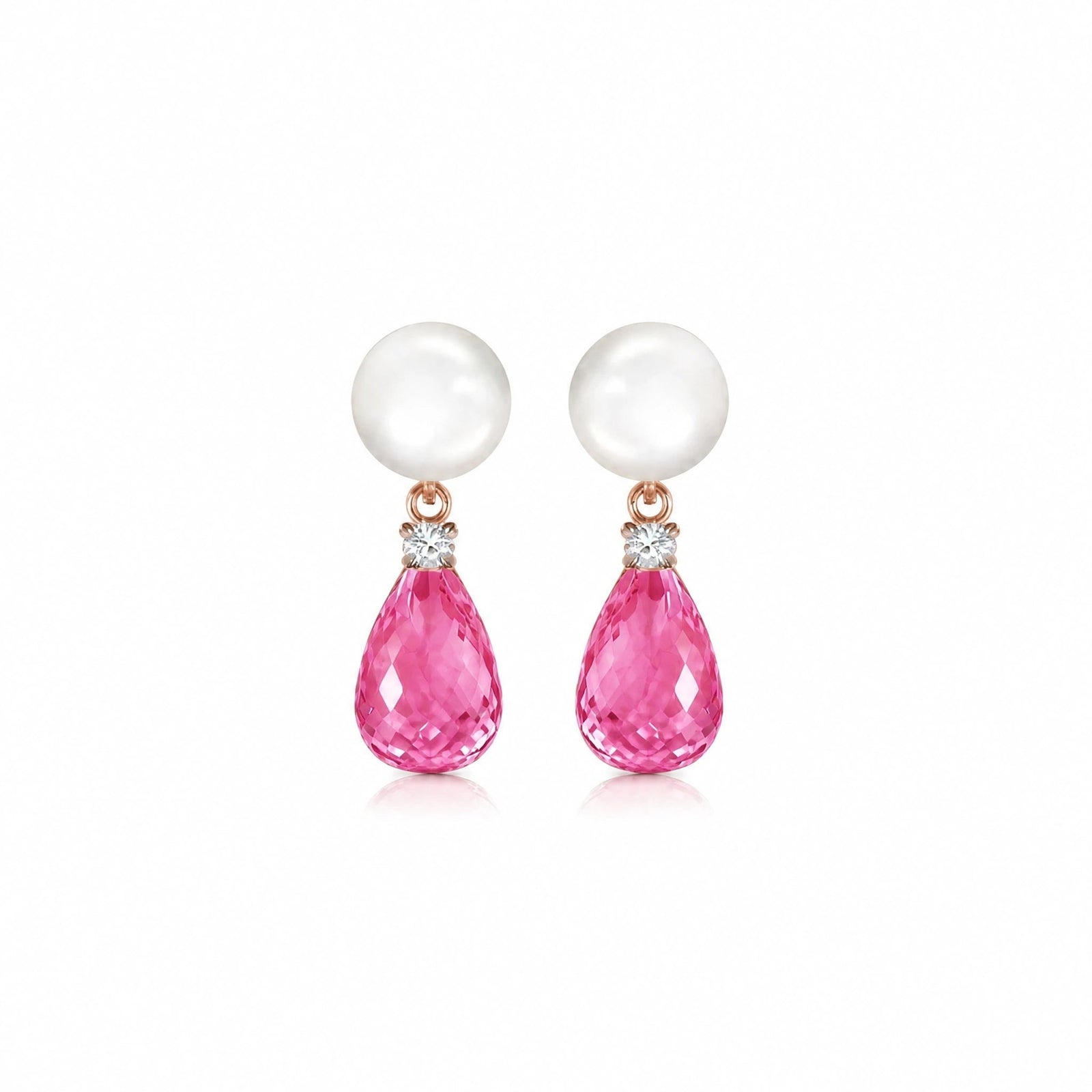 Rose Gold Pink Topaz & Pearl & Diamond — Rosaflora
