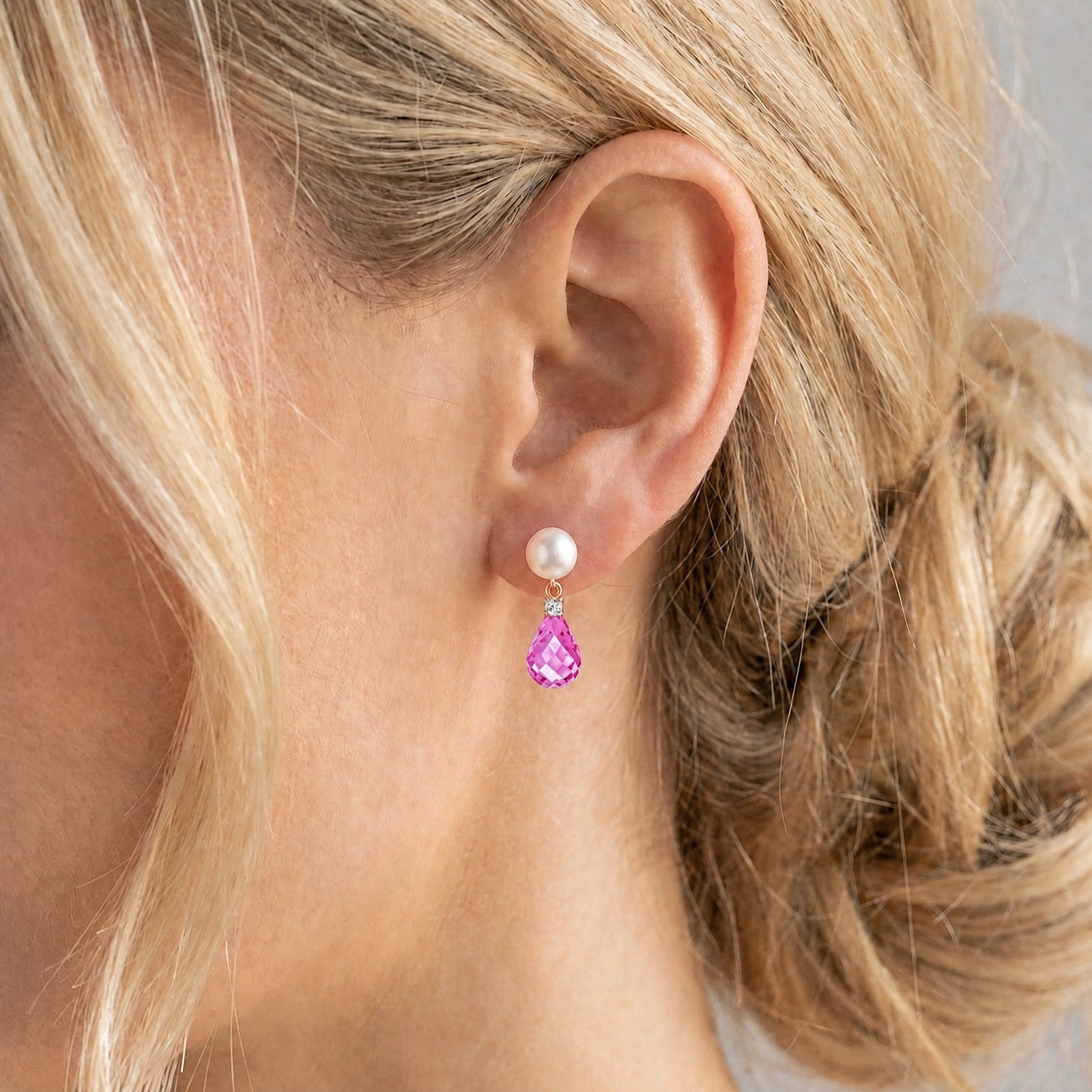 Rose Gold Pink Topaz & Pearl & Diamond — Rosaflora