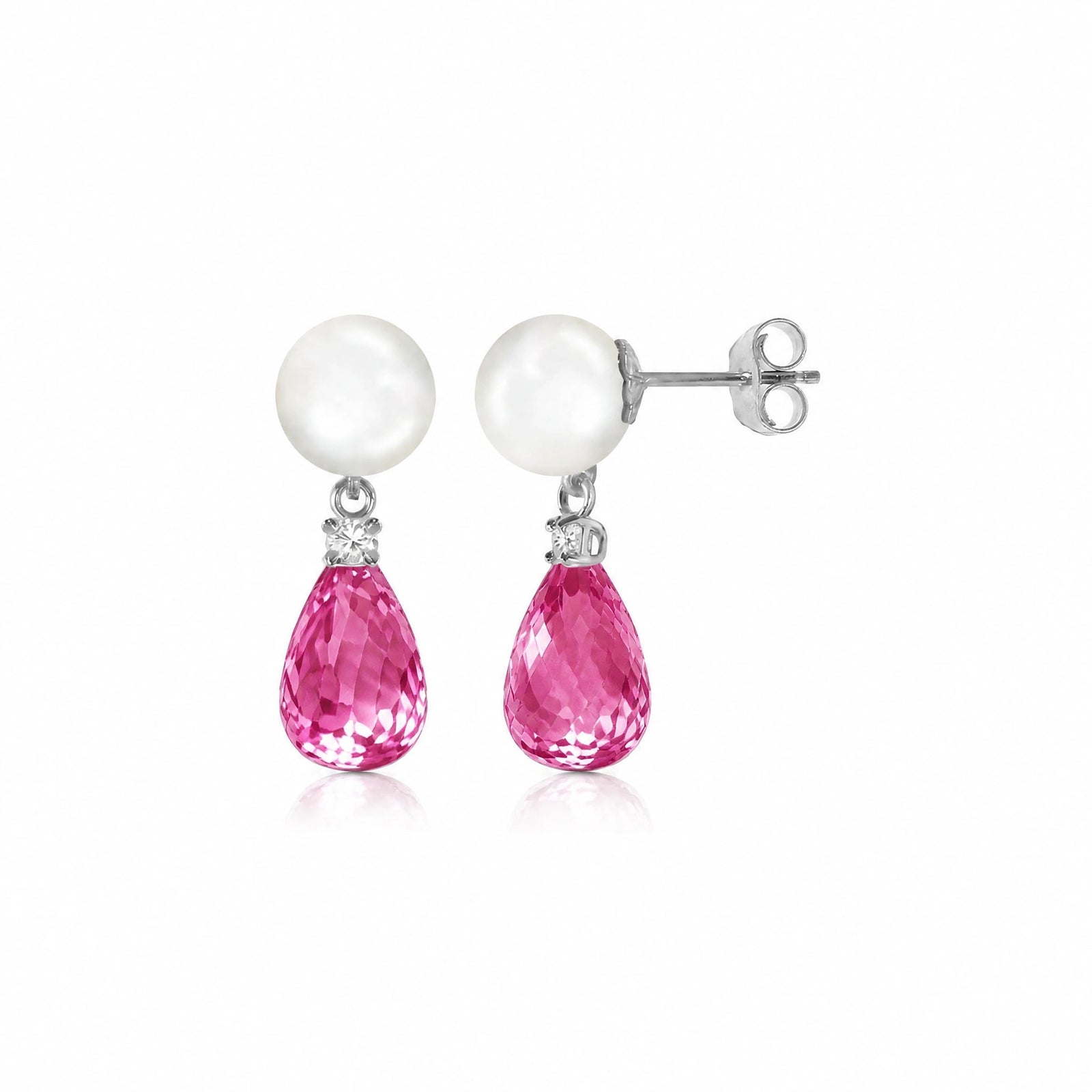 White Gold Pink Topaz & Pearl & Diamond — Rosaflora