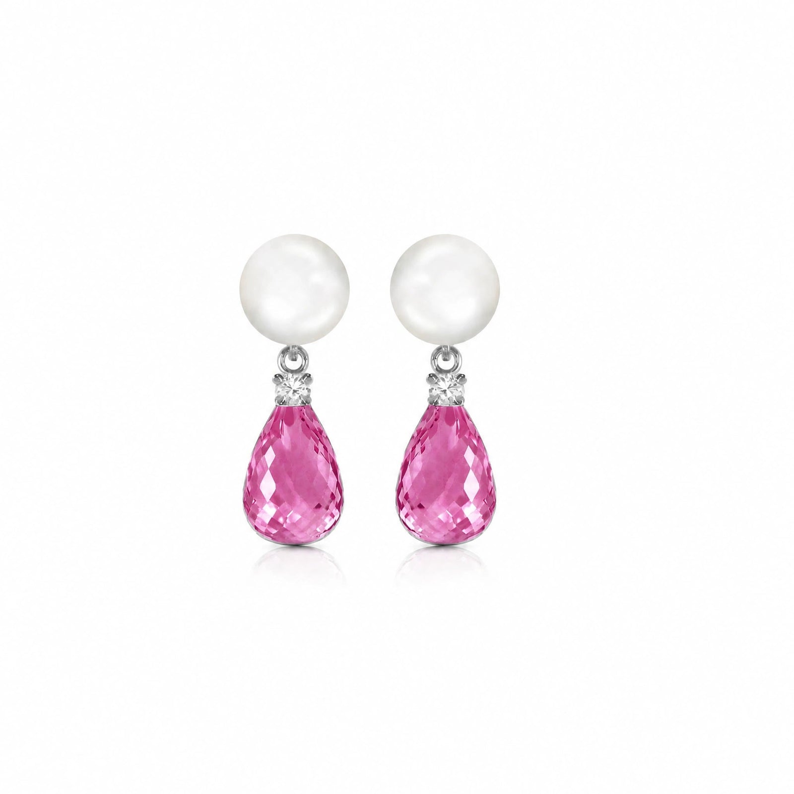 White Gold Pink Topaz & Pearl & Diamond — Rosaflora