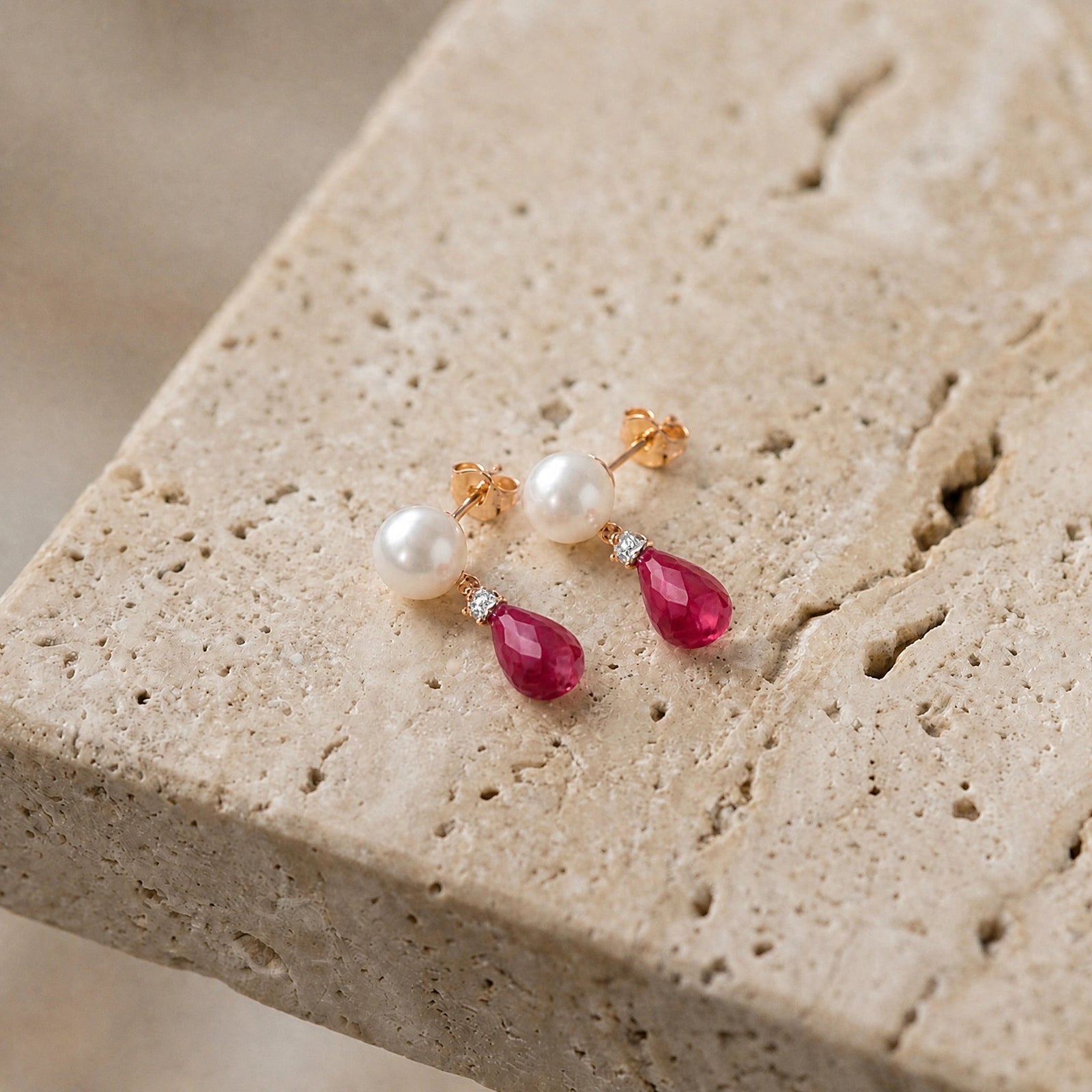 Rose Gold Ruby & Pearl & Diamond — Rosaflora