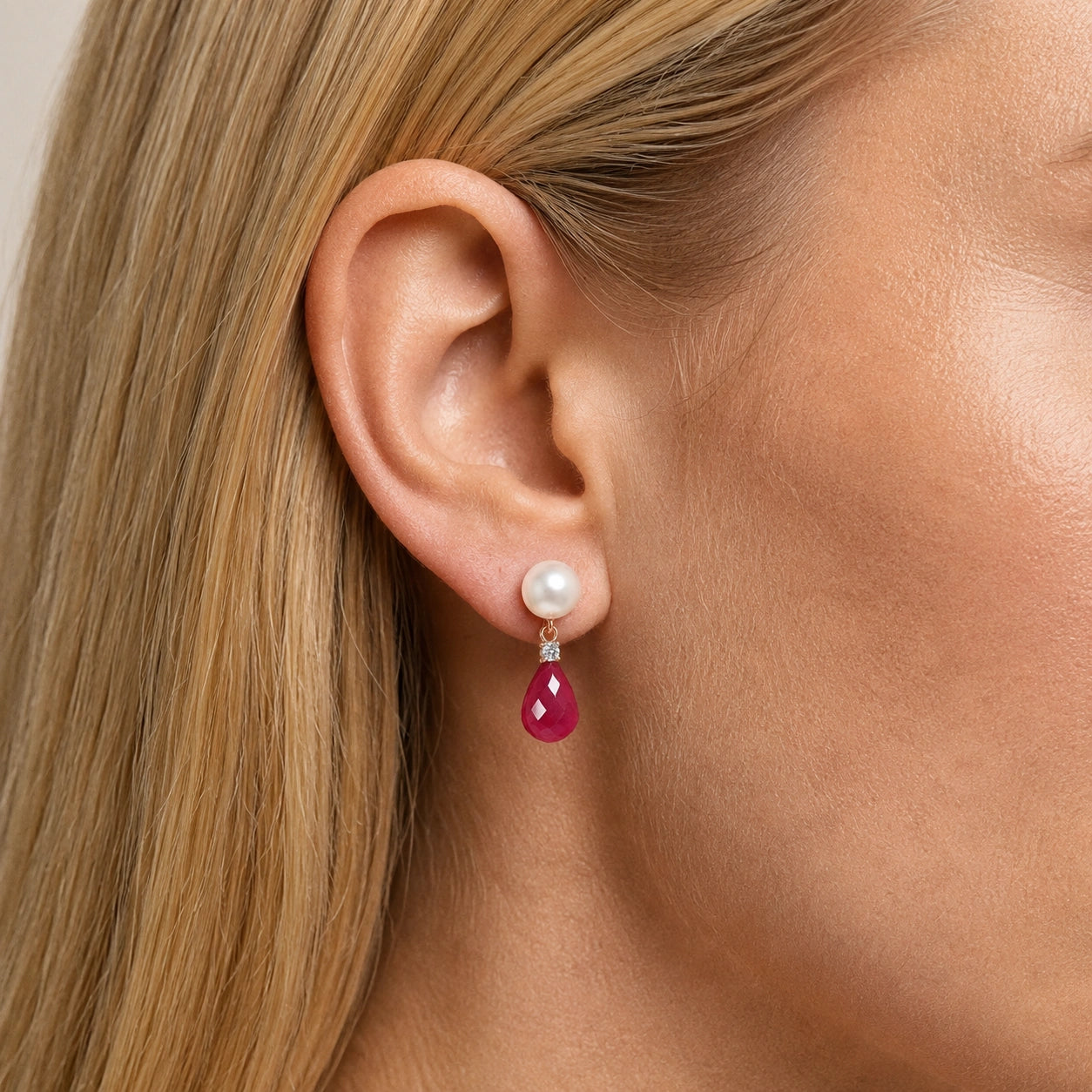 Rose Gold Ruby & Pearl & Diamond — Rosaflora