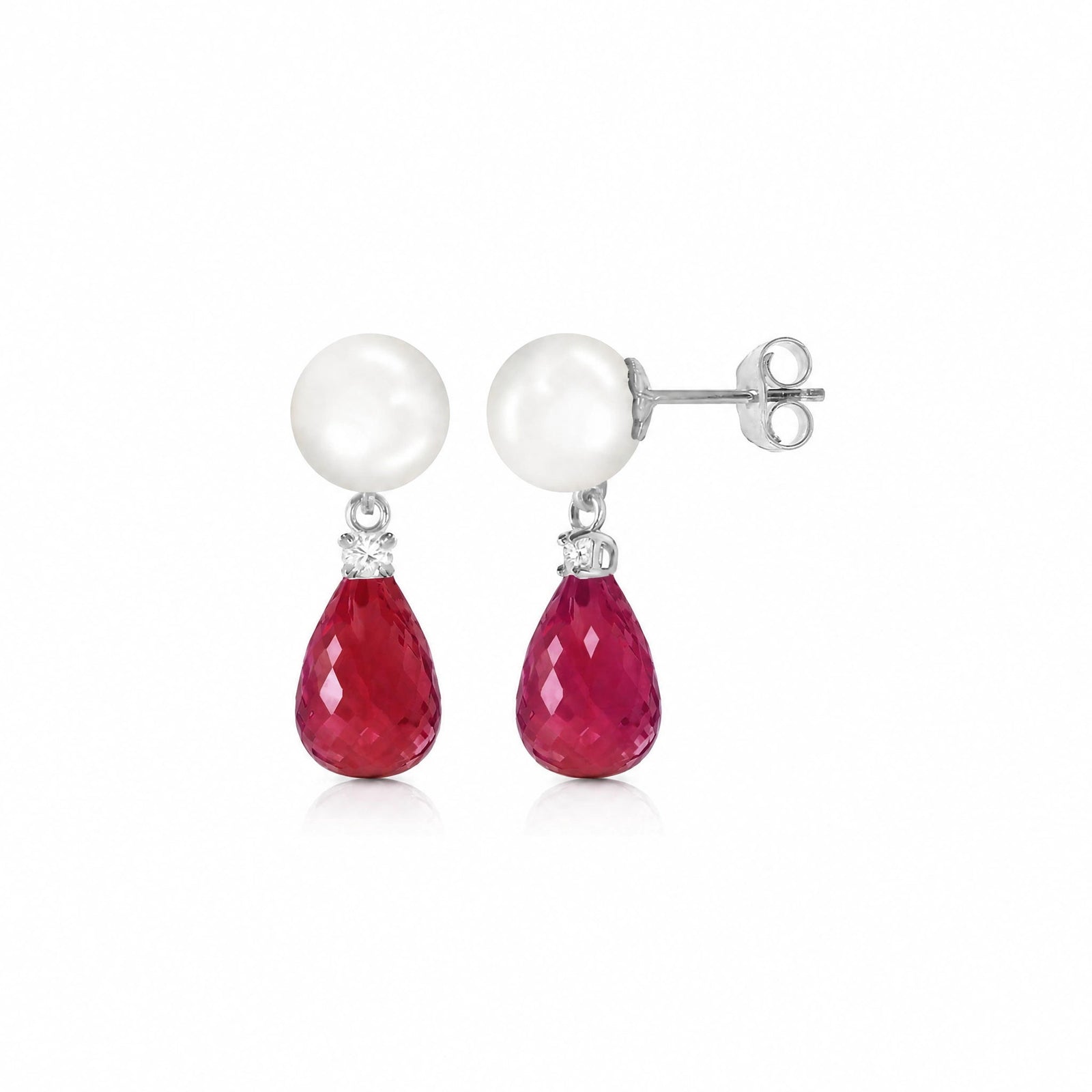 White Gold Ruby & Pearl & Diamond — Rosaflora