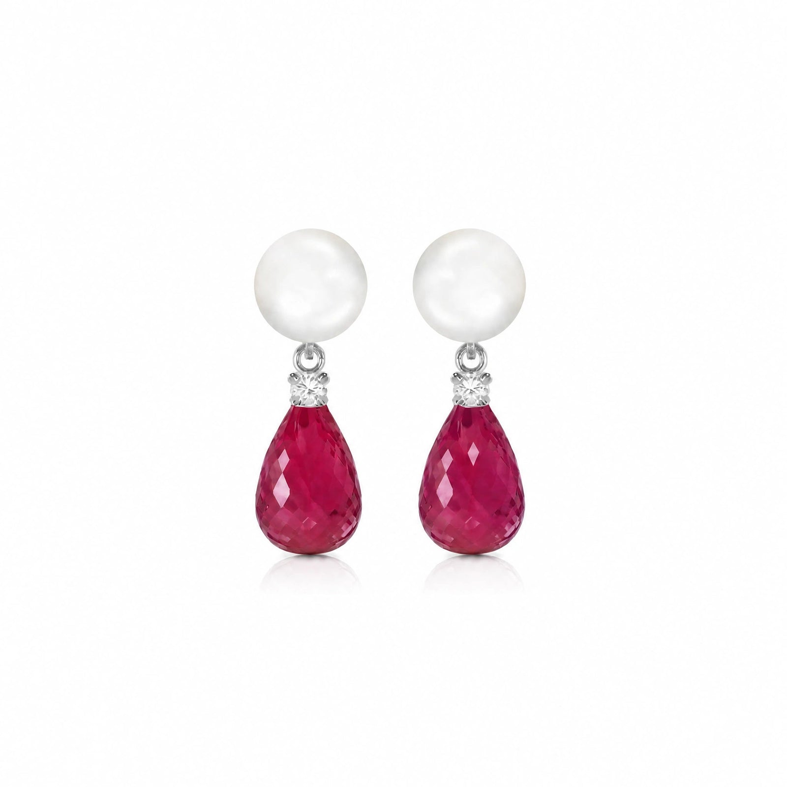 White Gold Ruby & Pearl & Diamond — Rosaflora