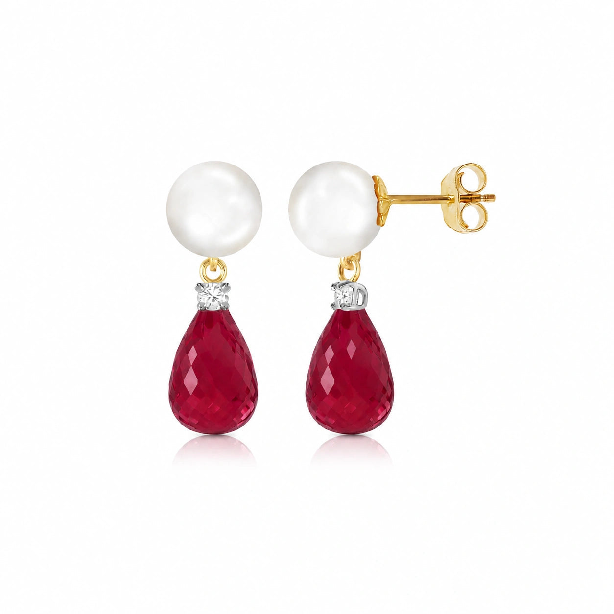 Yellow Gold Ruby & Pearl & Diamond — Rosaflora