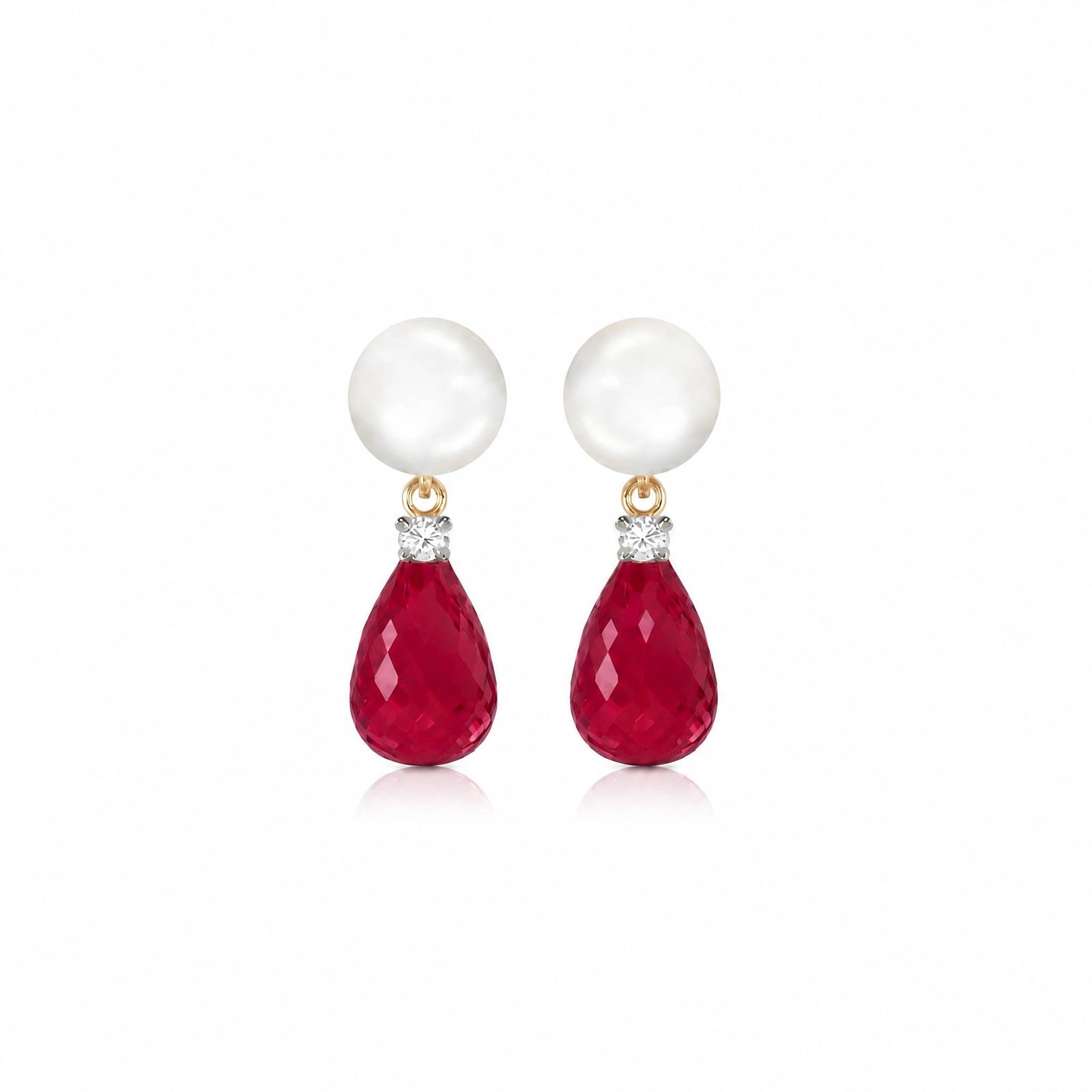Yellow Gold Ruby & Pearl & Diamond — Rosaflora