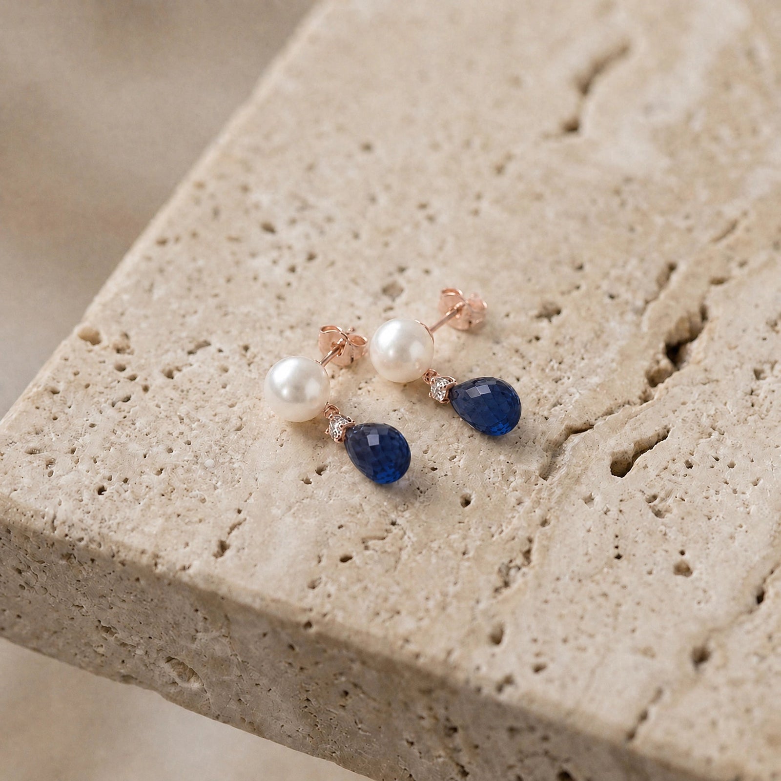 Rose Gold Sapphire & Pearl & Diamond — Rosaflora