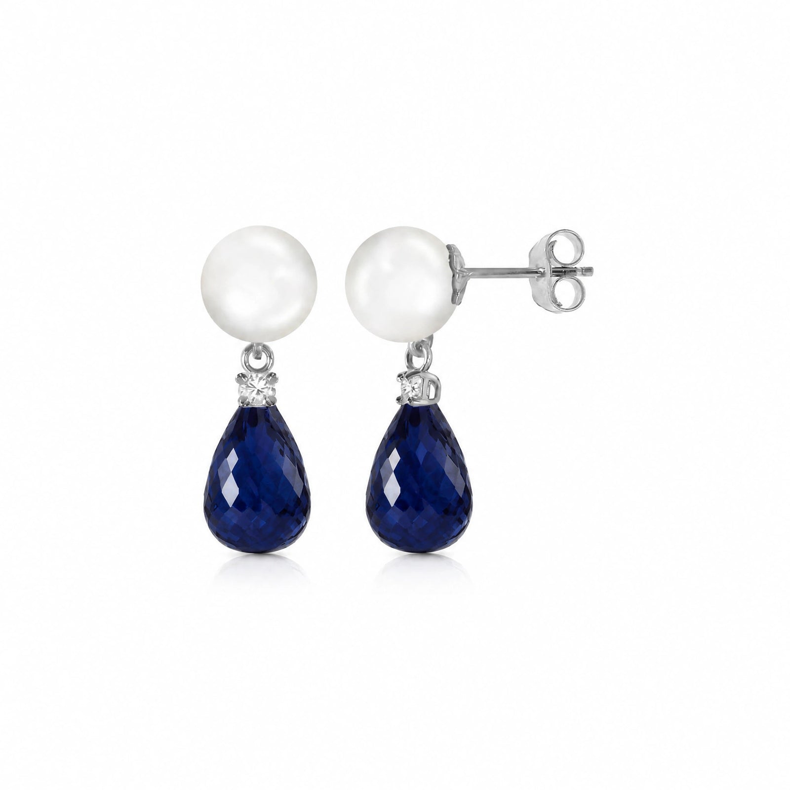 White Gold Sapphire & Pearl & Diamond — Rosaflora