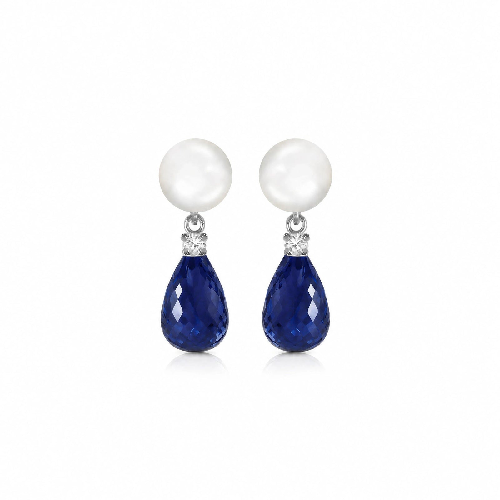White Gold Sapphire & Pearl & Diamond — Rosaflora