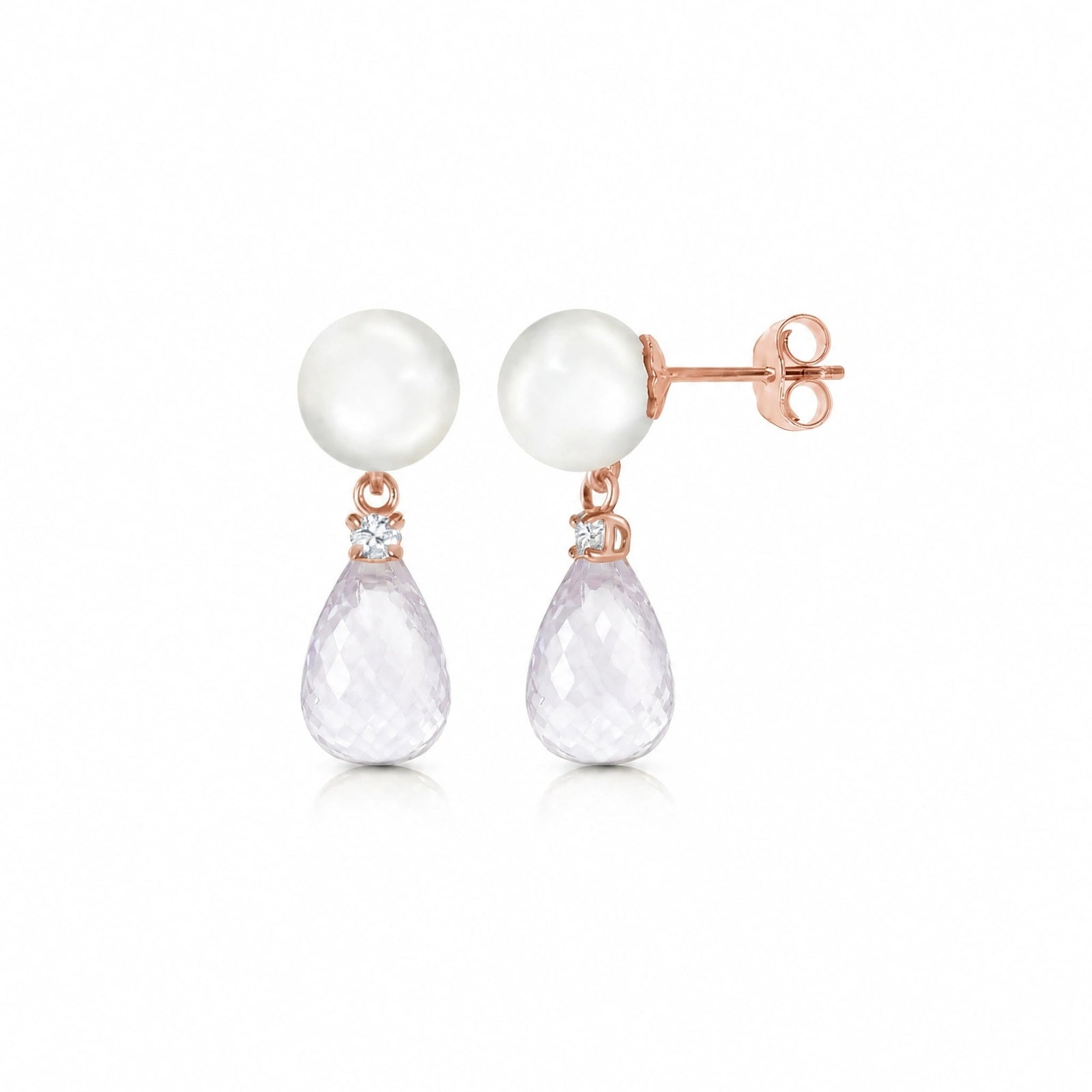 Rose Gold White Topaz & Pearl & Diamond — Rosaflora