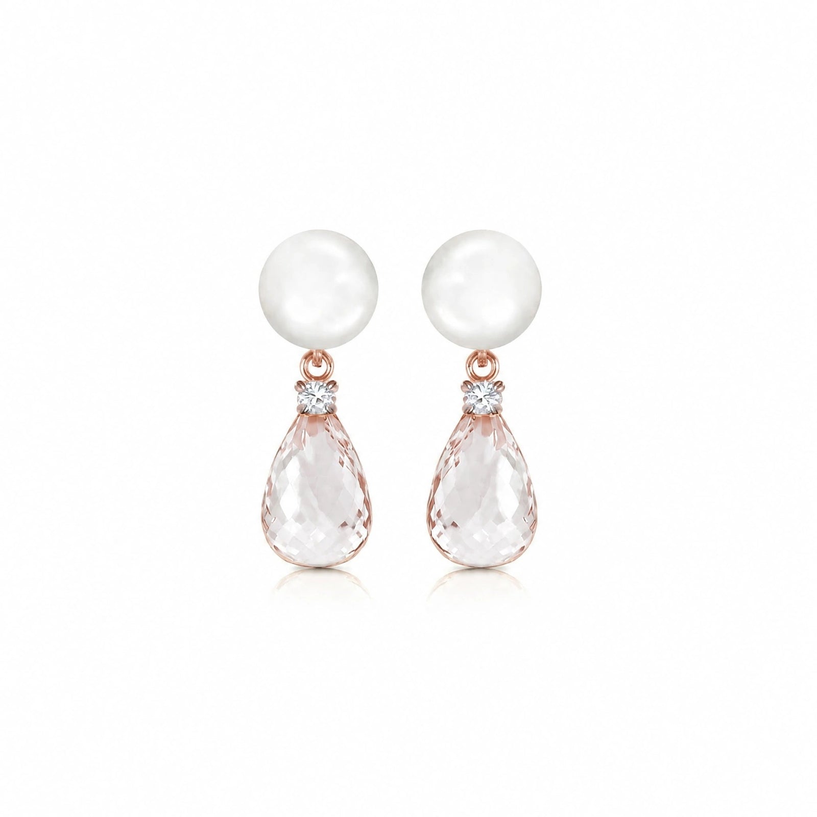 Rose Gold White Topaz & Pearl & Diamond — Rosaflora