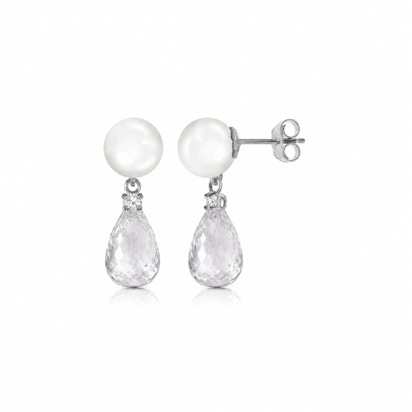 White Gold White Topaz & Pearl & Diamond — Rosaflora