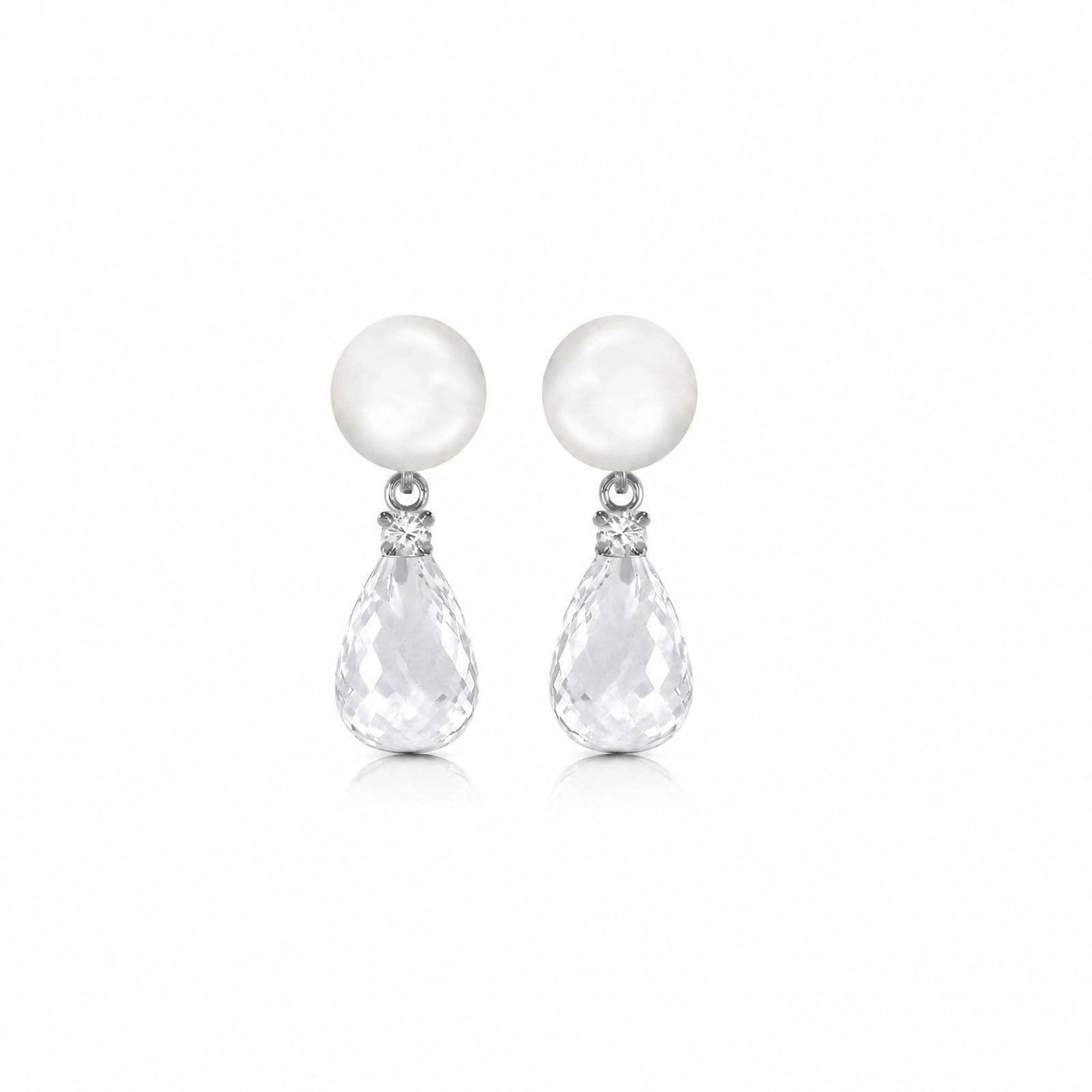 White Gold White Topaz & Pearl & Diamond — Rosaflora
