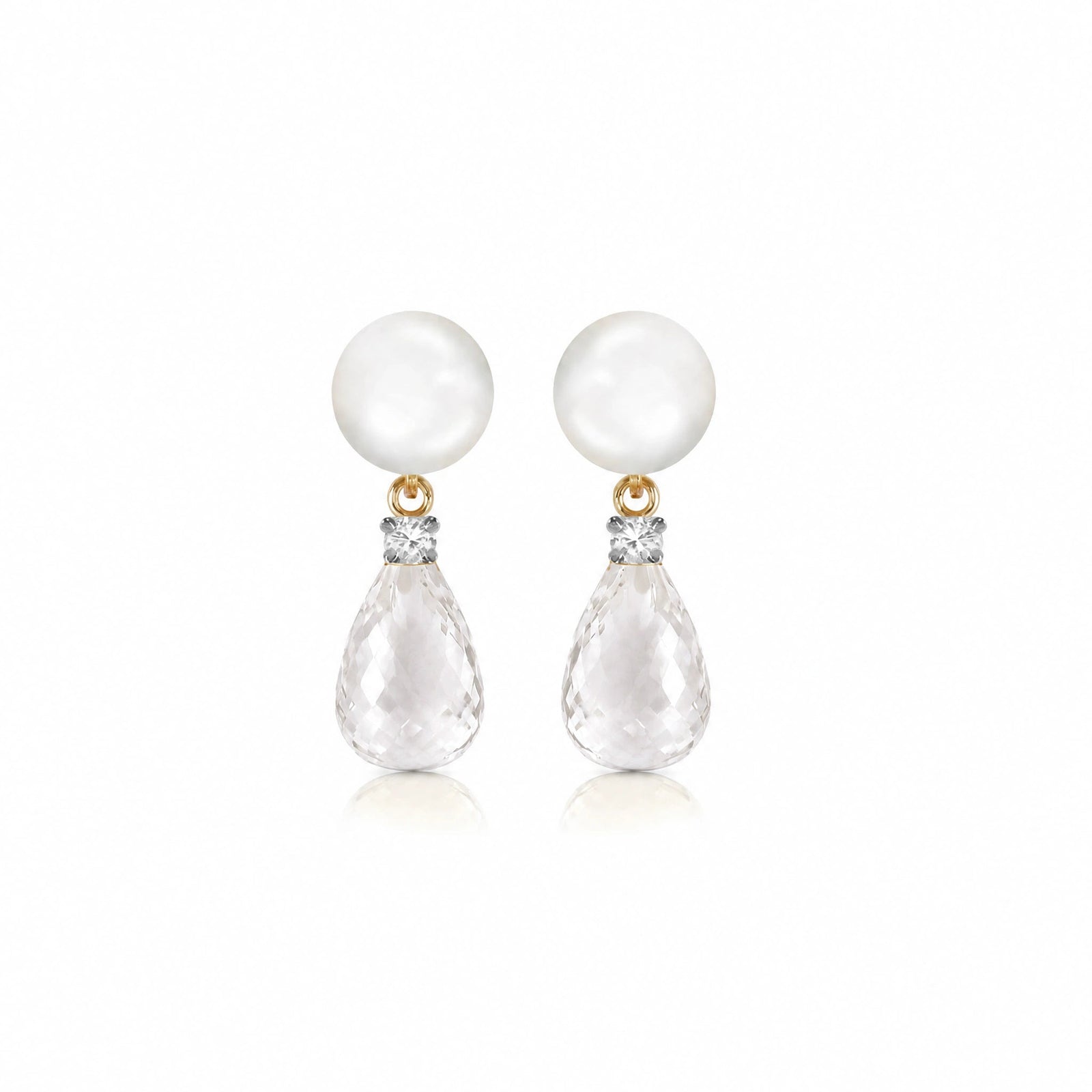 Yellow Gold White Topaz & Pearl & Diamond — Rosaflora