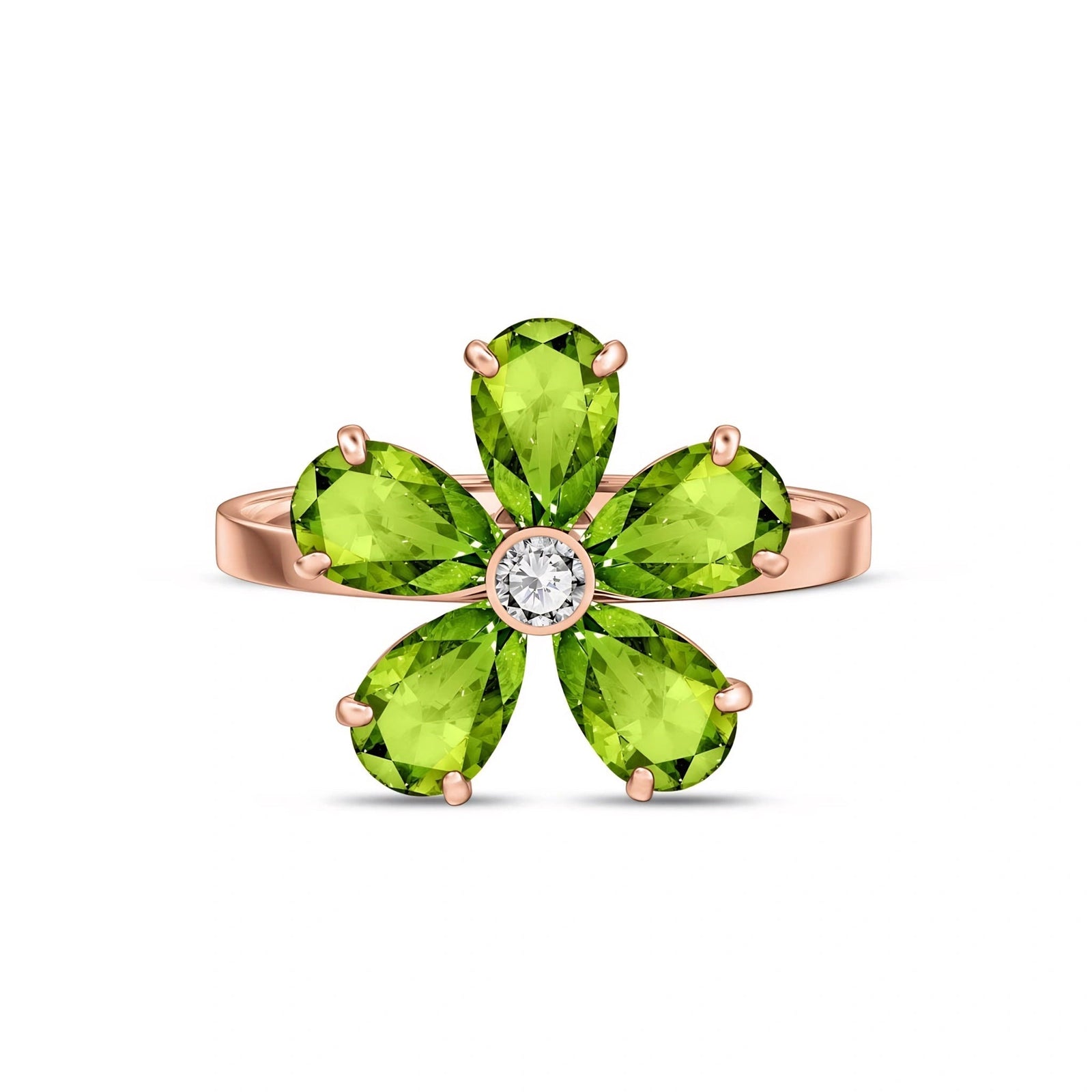 Rose Gold Ring Peridot 10K — Rosalba