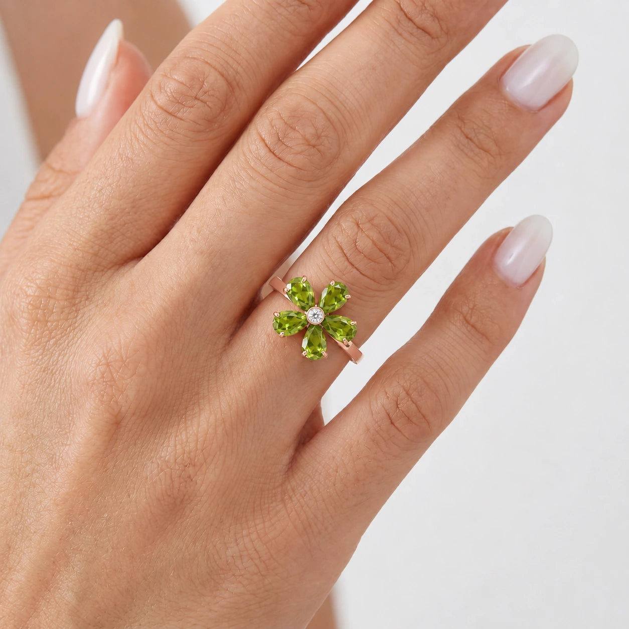 Rose Gold Ring Peridot 10K — Rosalba