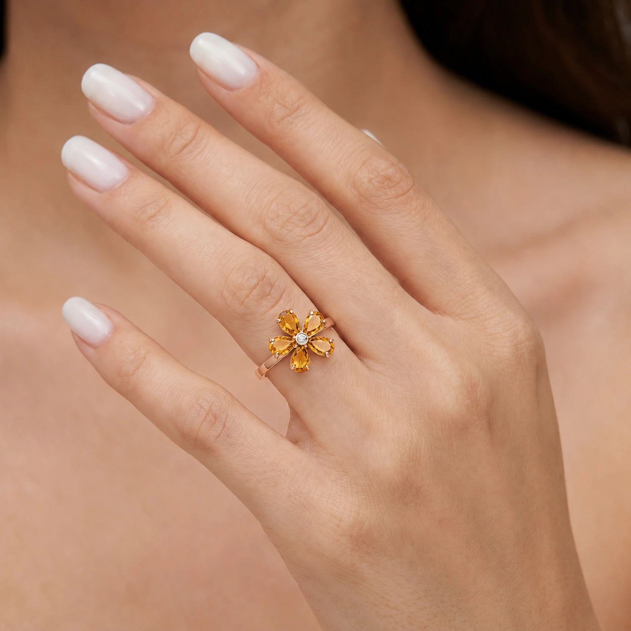 Rose Gold Ring Citrine 10K — Rosalba
