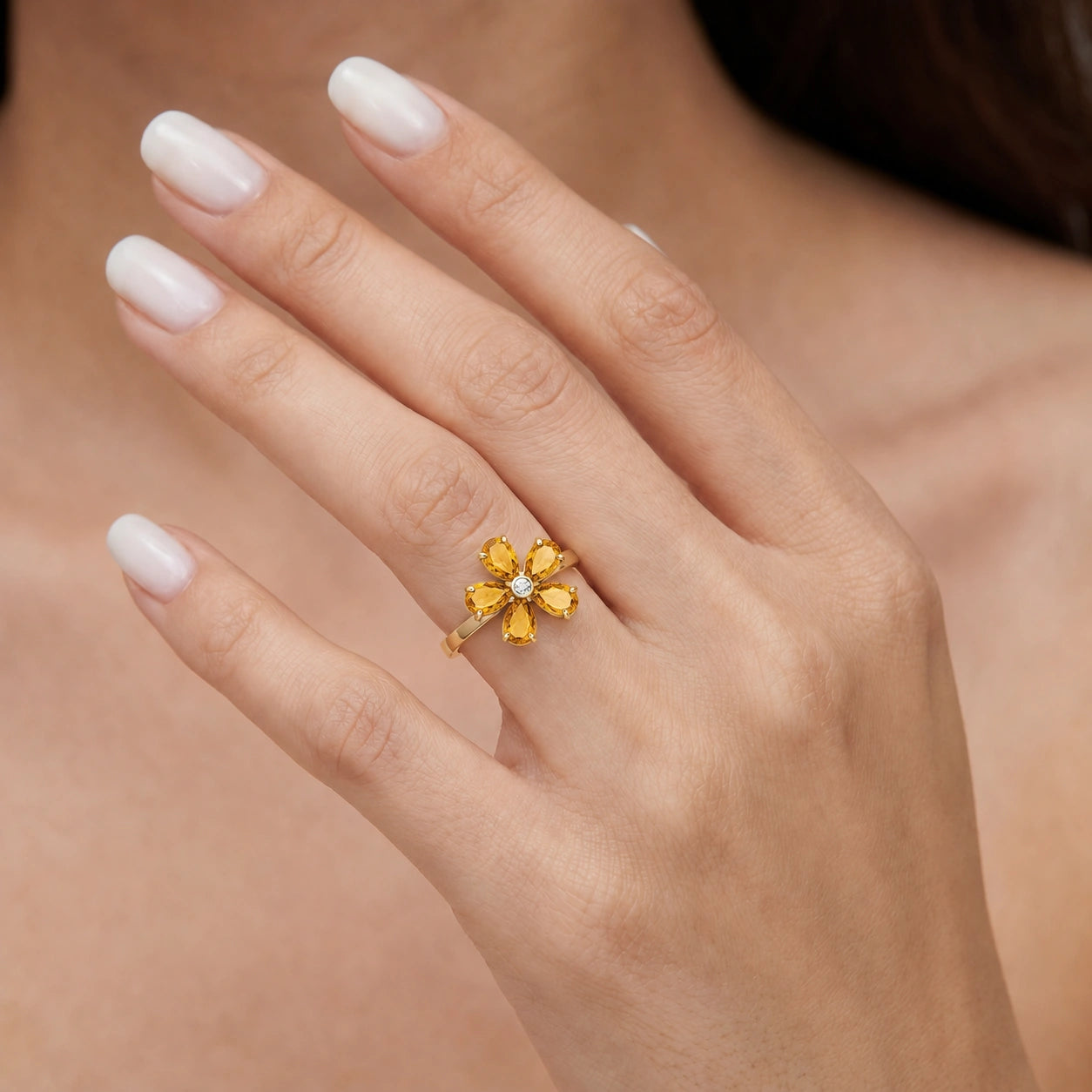 Yellow Gold Ring Citrine 10K — Rosalba
