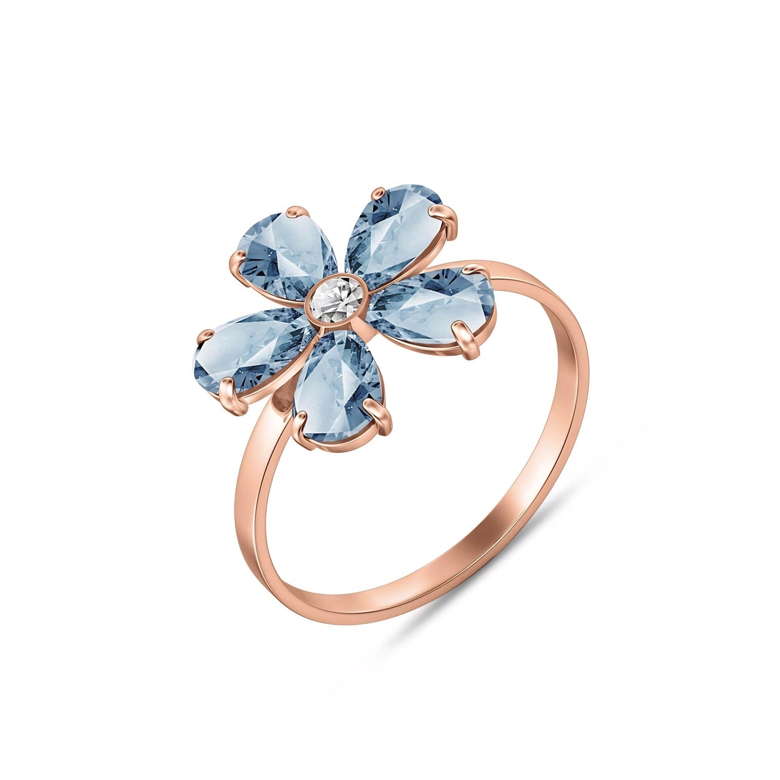 Rose Gold Ring Aquamarine 10K — Rosalba