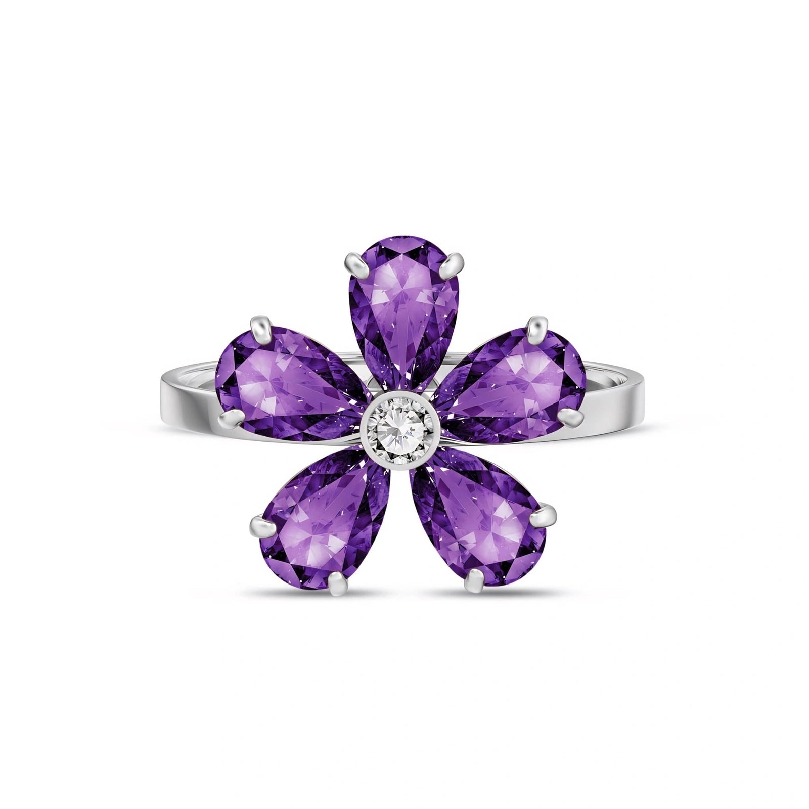 White Gold Diamond & Amethyst — Dora