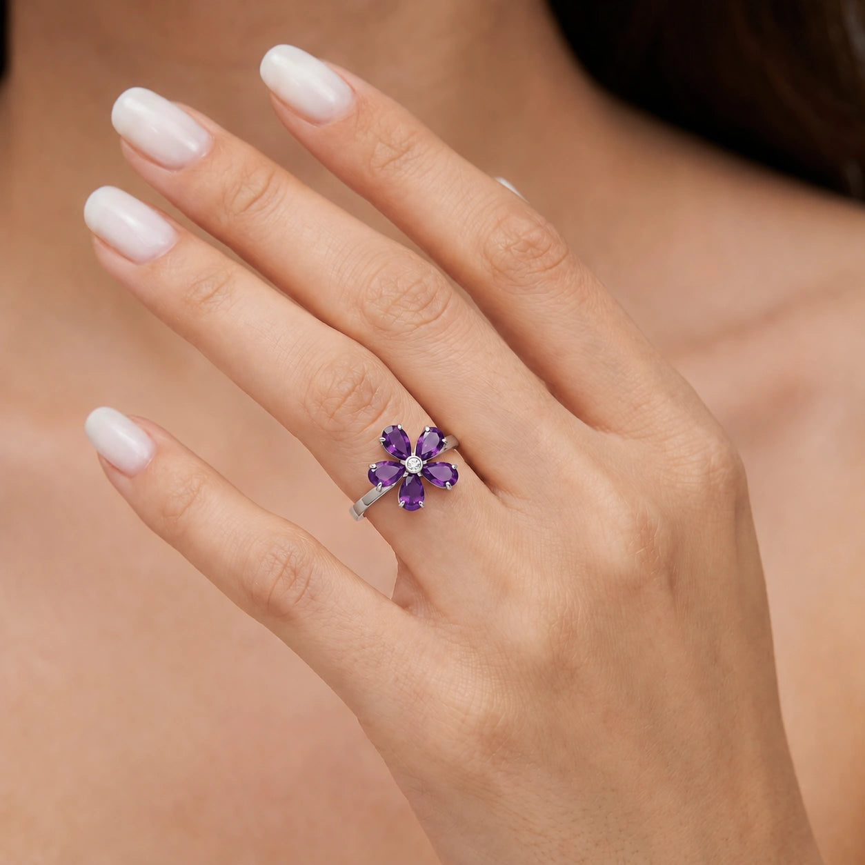 White Gold Diamond & Amethyst — Dora