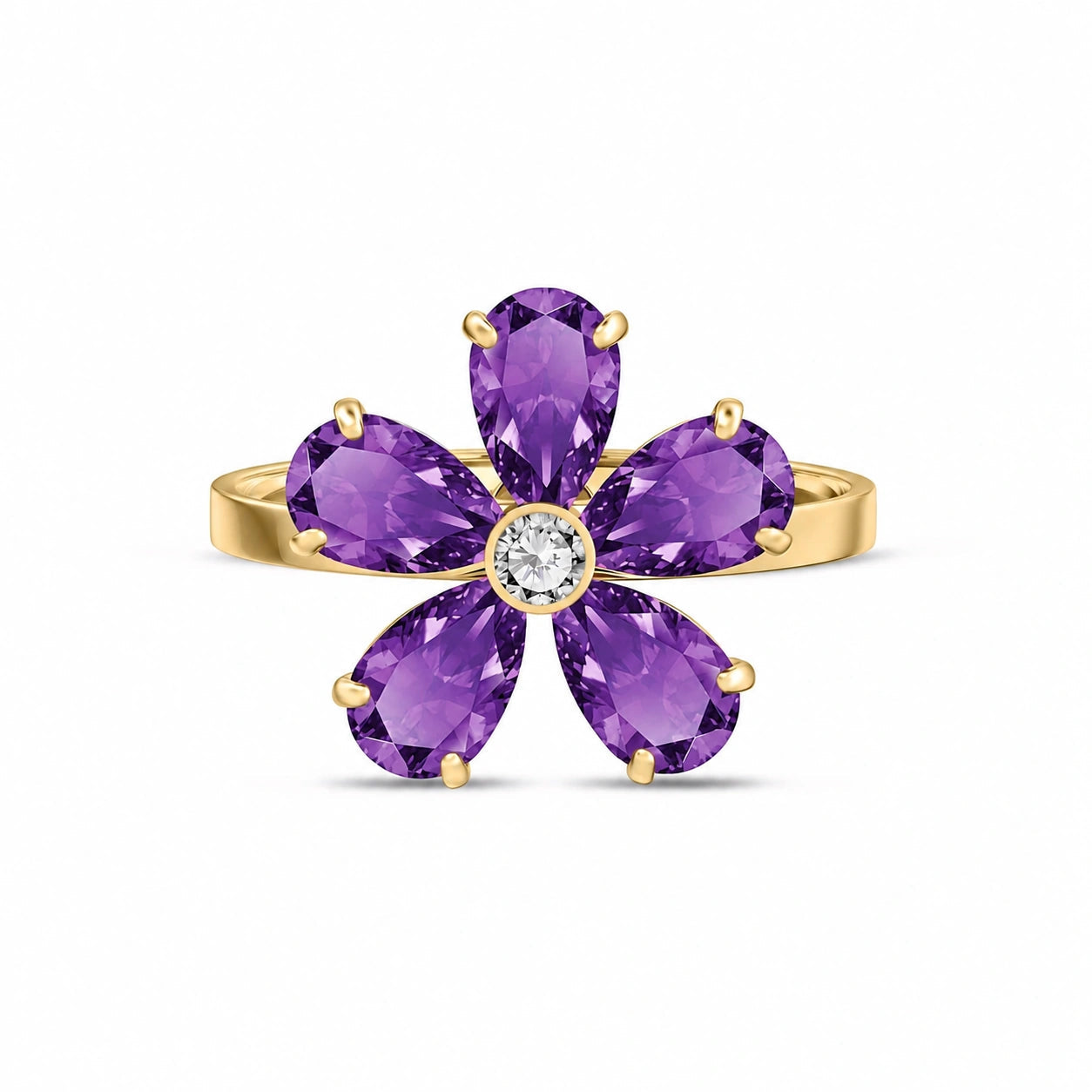 Yellow Gold Diamond & Amethyst — Dora