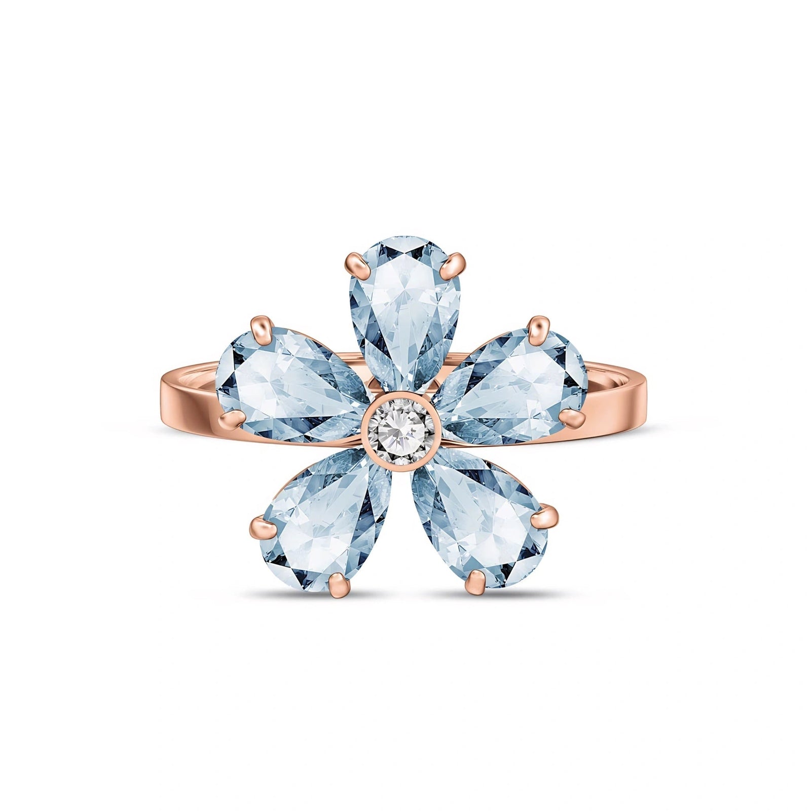 Rose Gold Diamond & Aquamarine — Dora