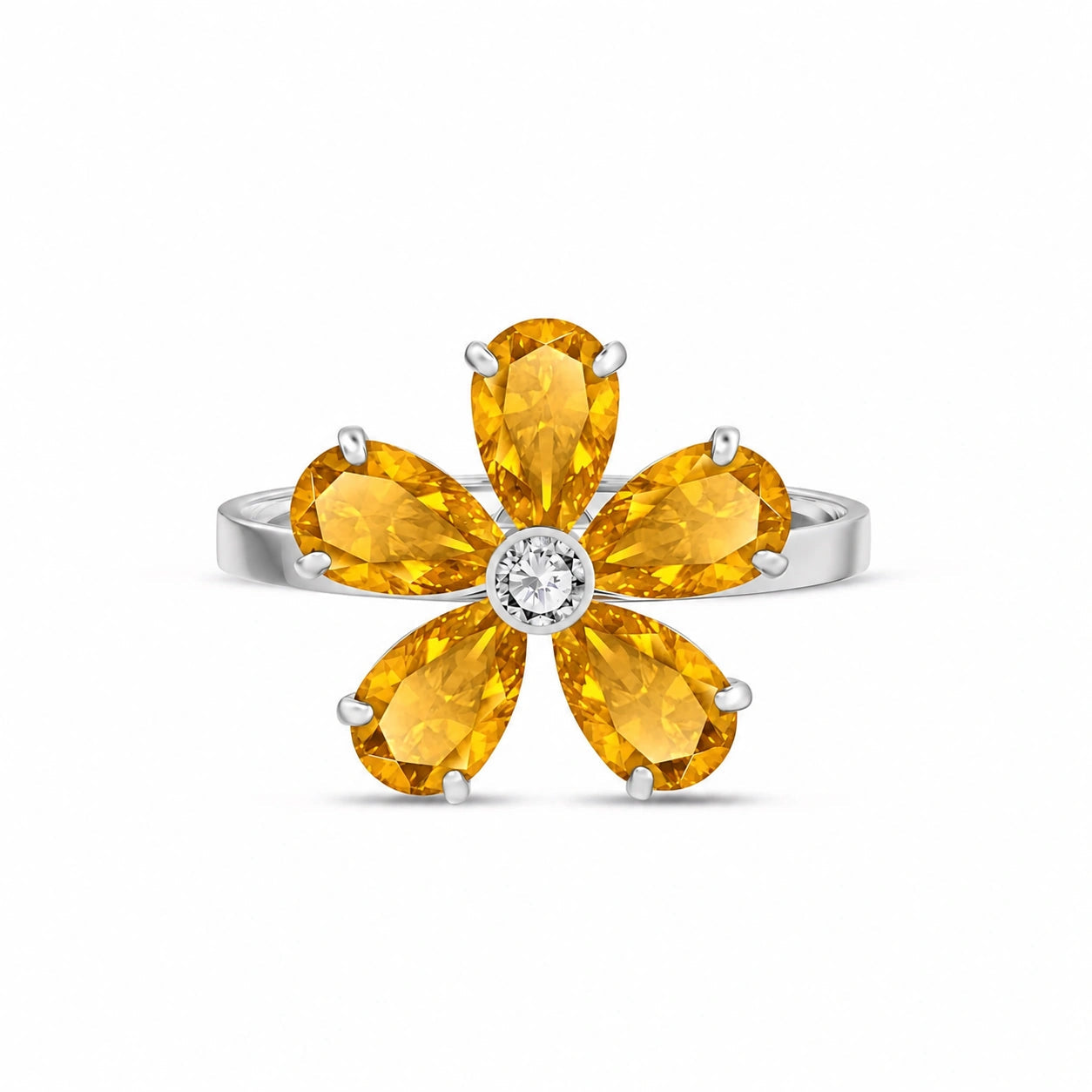 White Gold Diamond & Citrine — Dora