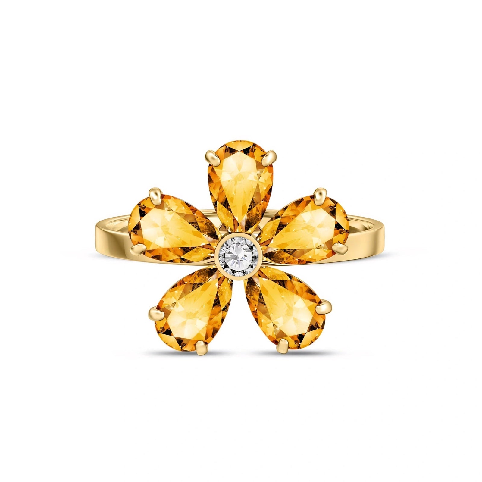 Yellow Gold Diamond & Citrine — Dora