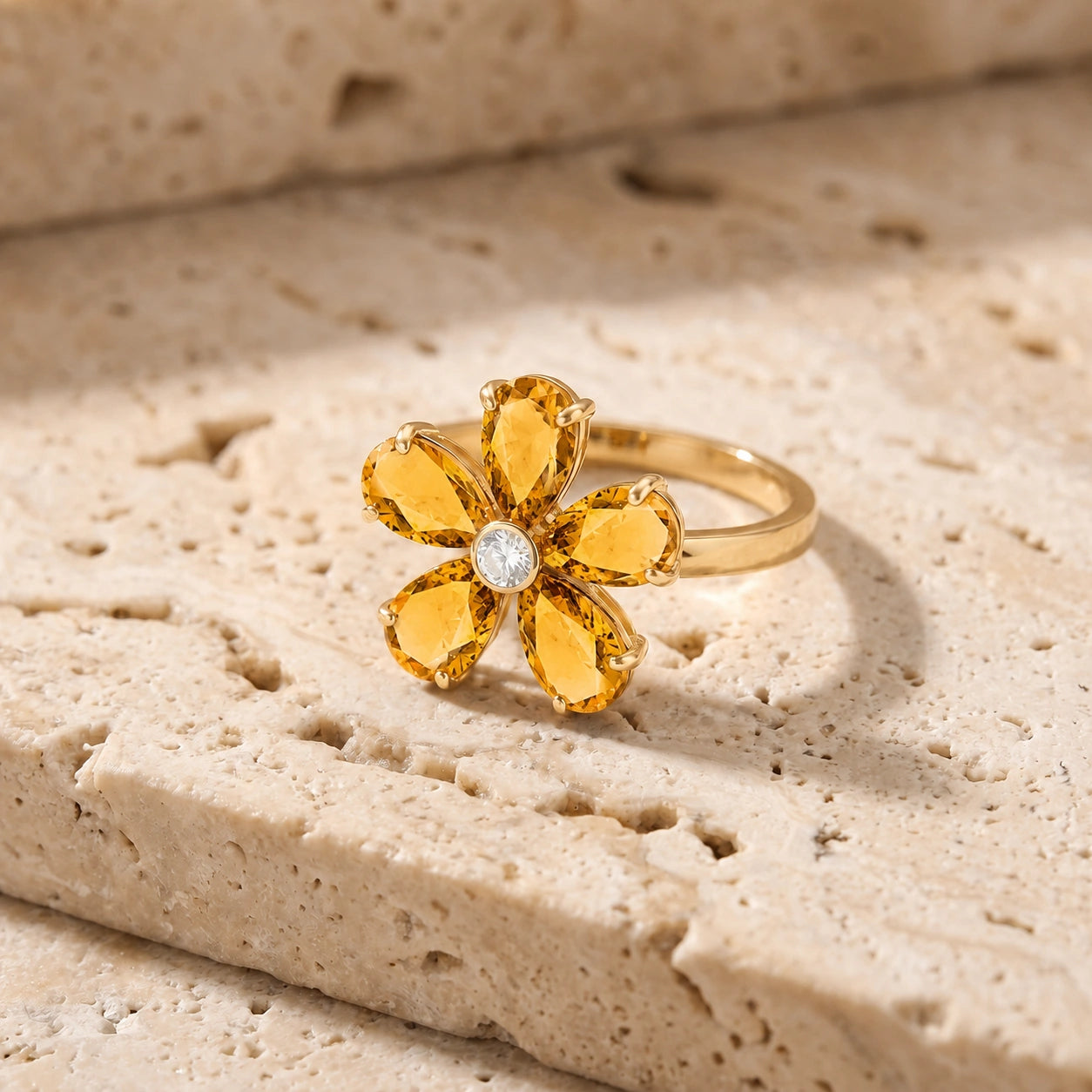 Yellow Gold Diamond & Citrine — Dora