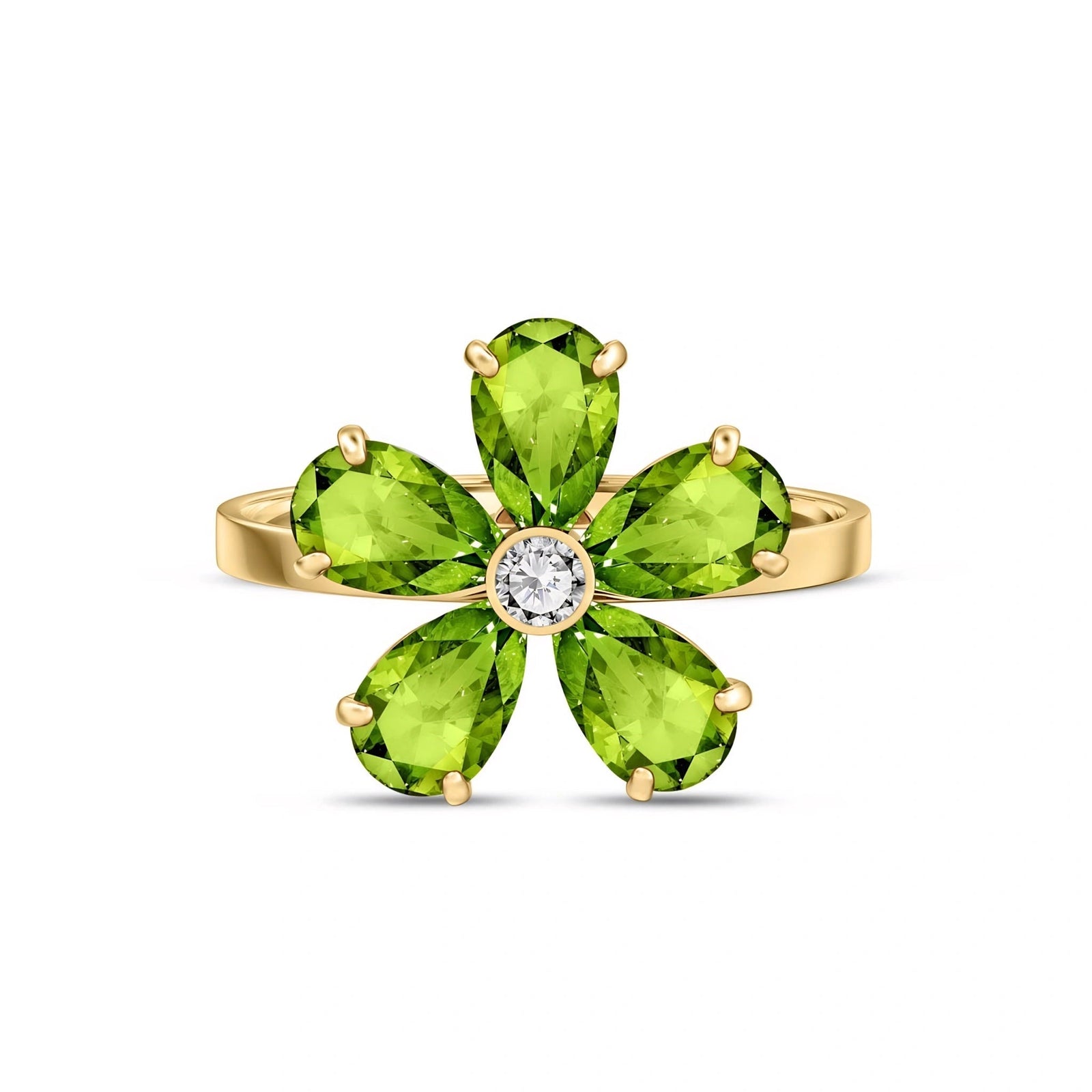 Yellow Gold Diamond & Peridot — Dora