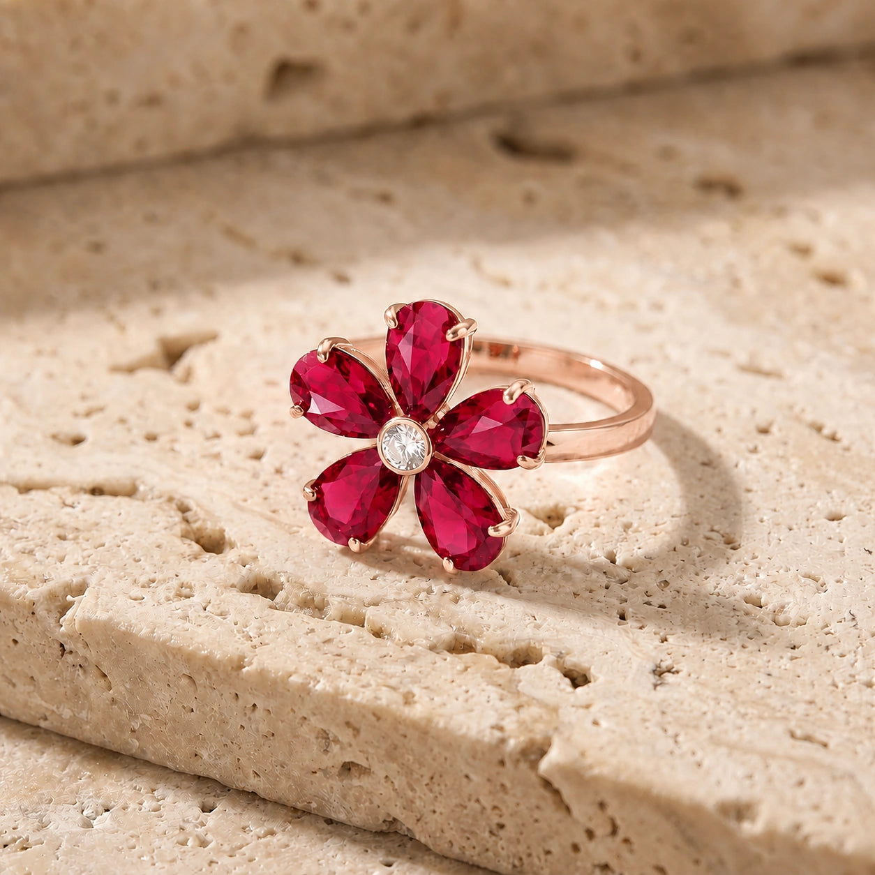 Rose Gold Ring Ruby 10K — Rosalba