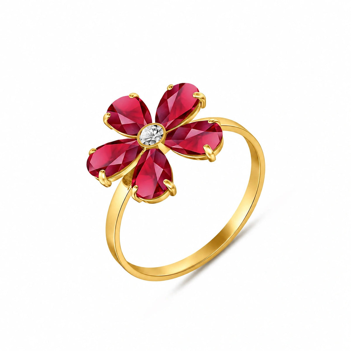 Yellow Gold Ring Ruby 10K — Rosalba
