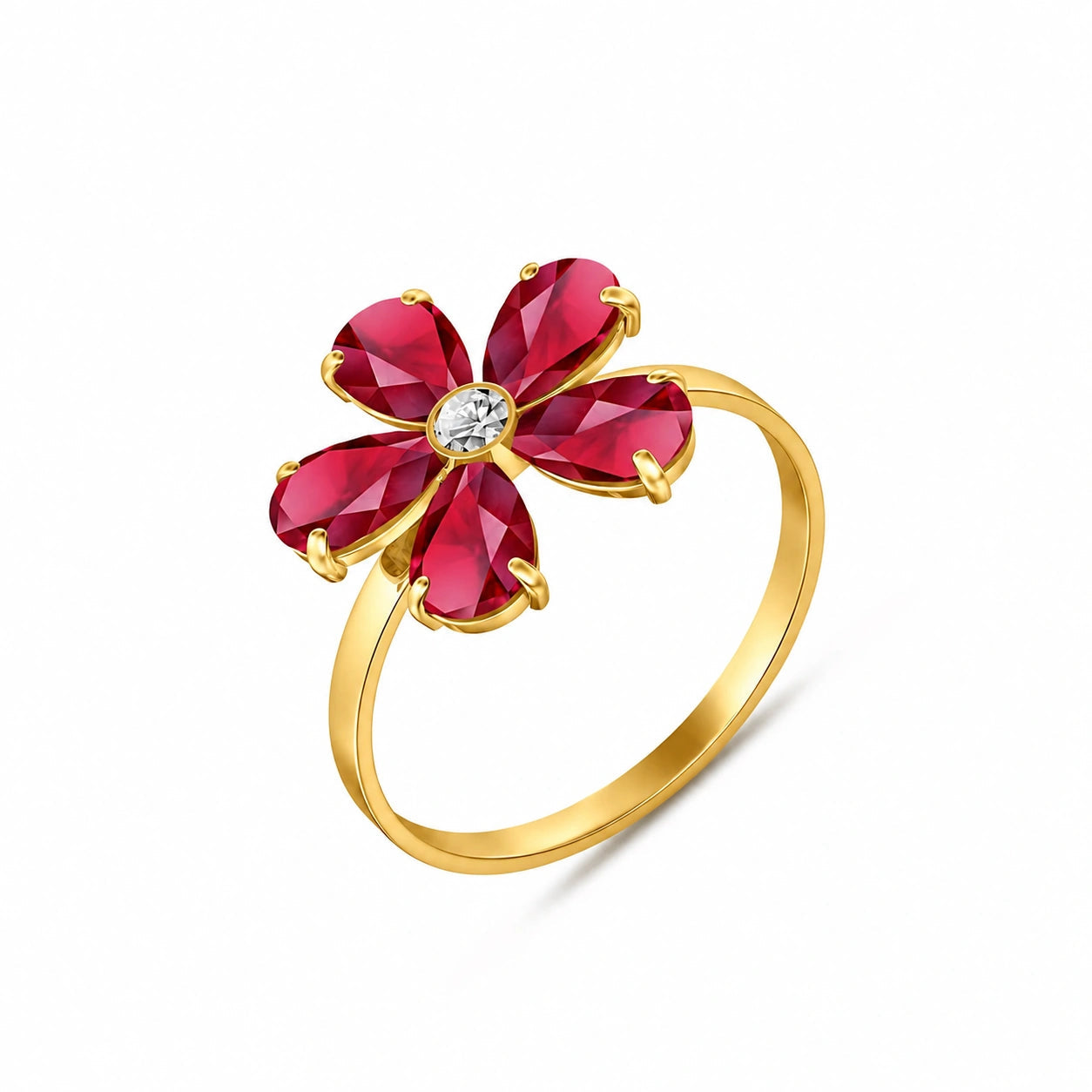 Yellow Gold Ring Ruby 10K — Rosalba