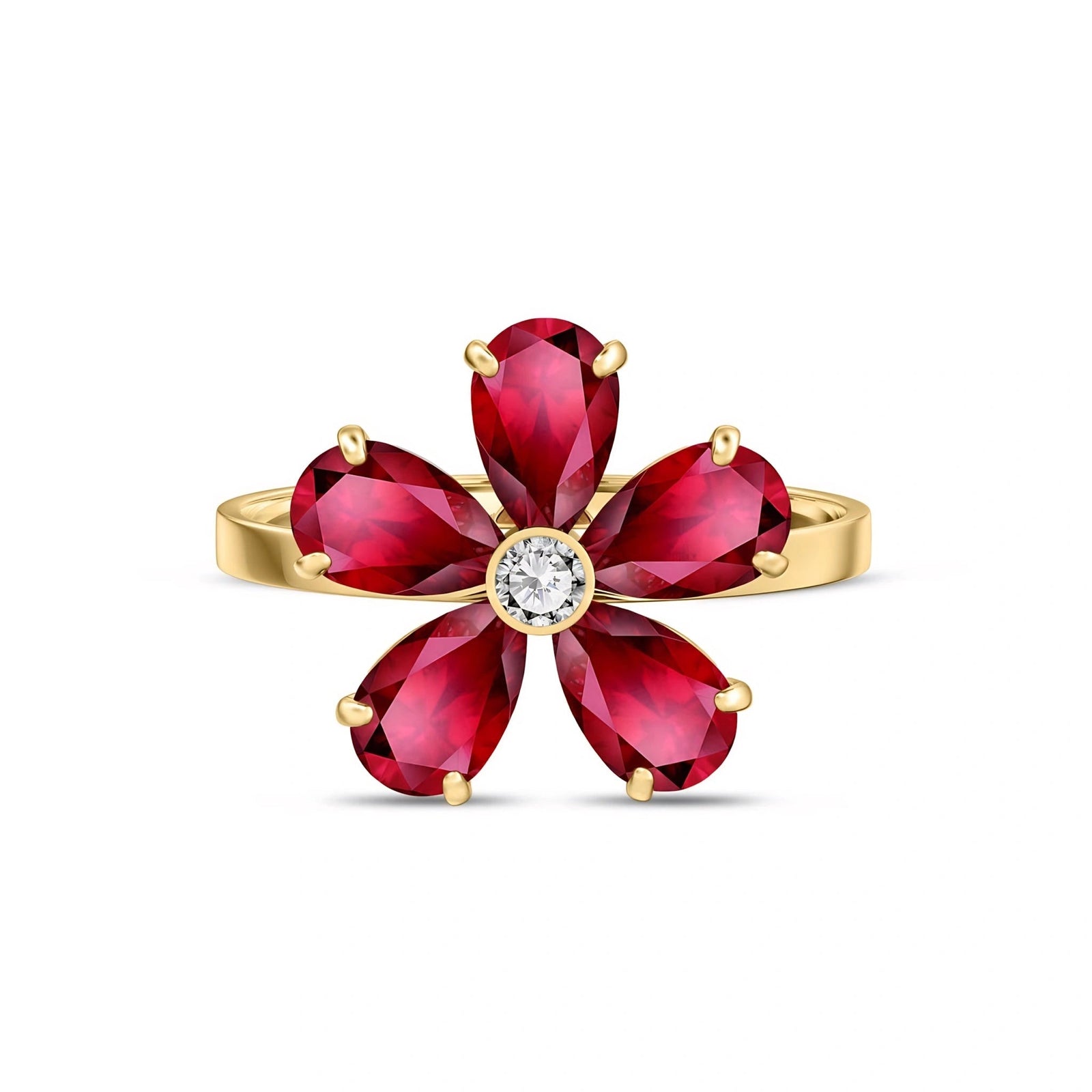 Yellow Gold Ring Ruby 10K — Rosalba