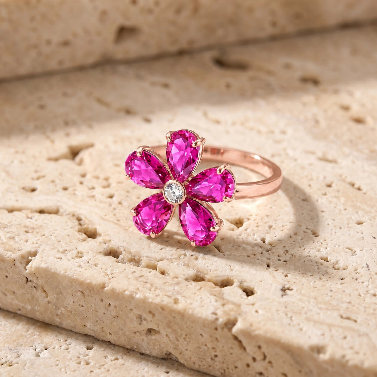 Rose Gold Ring Pink Topaz 10K — Rosalba