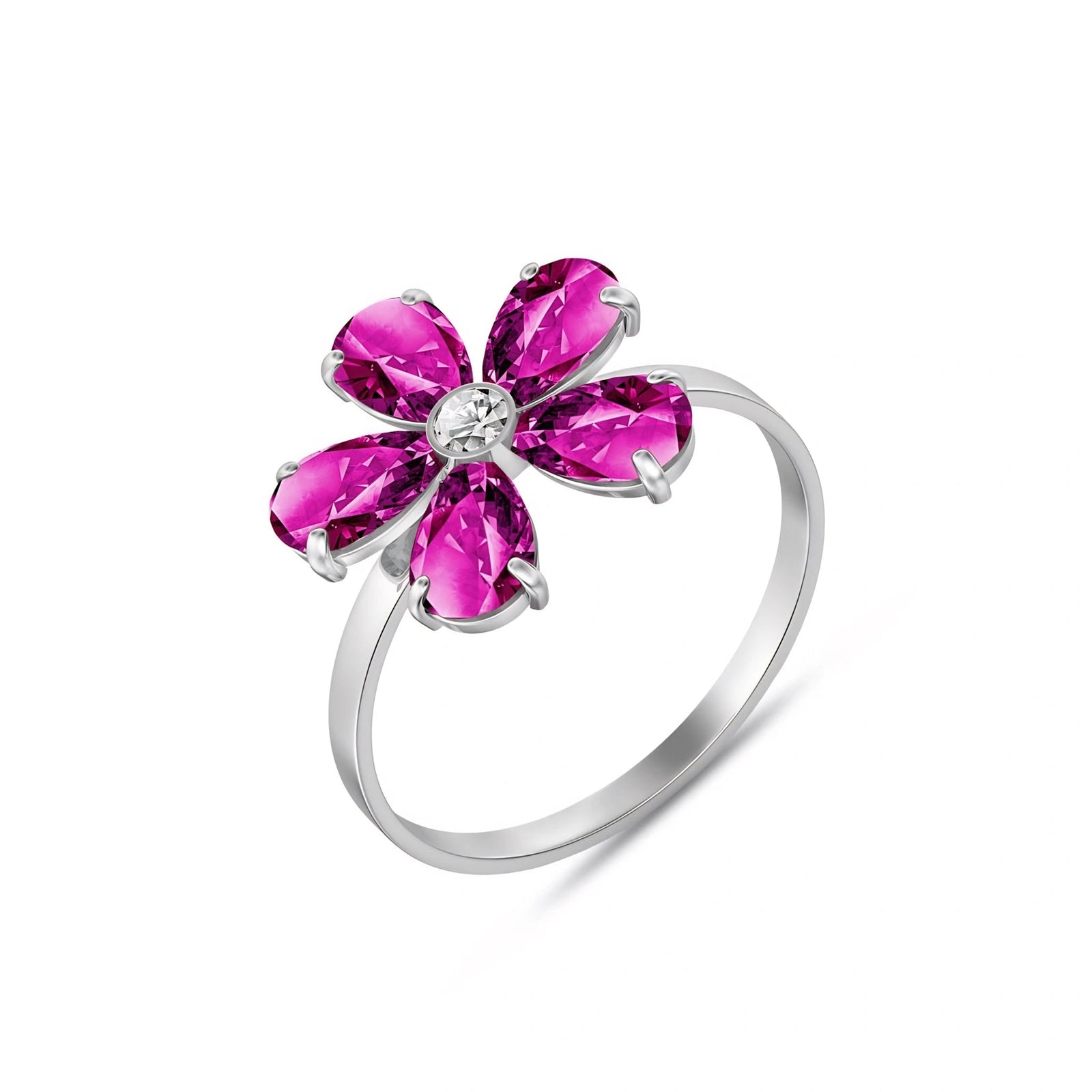White Gold Ring Pink Topaz 10K — Rosalba