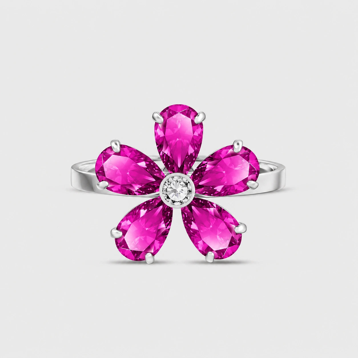 White Gold Ring Pink Topaz 10K — Rosalba