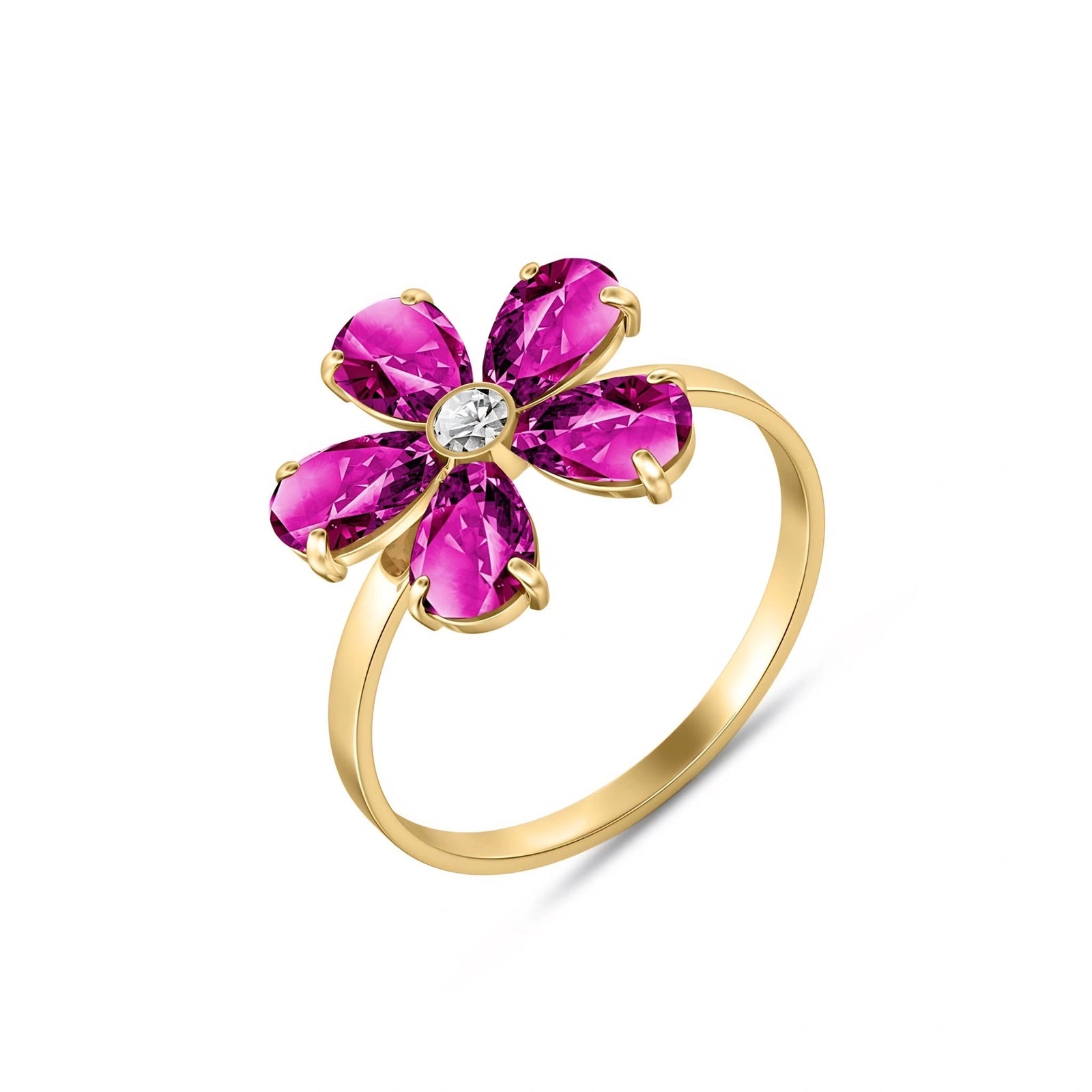 Yellow Gold Ring Pink Topaz 10K — Rosalba