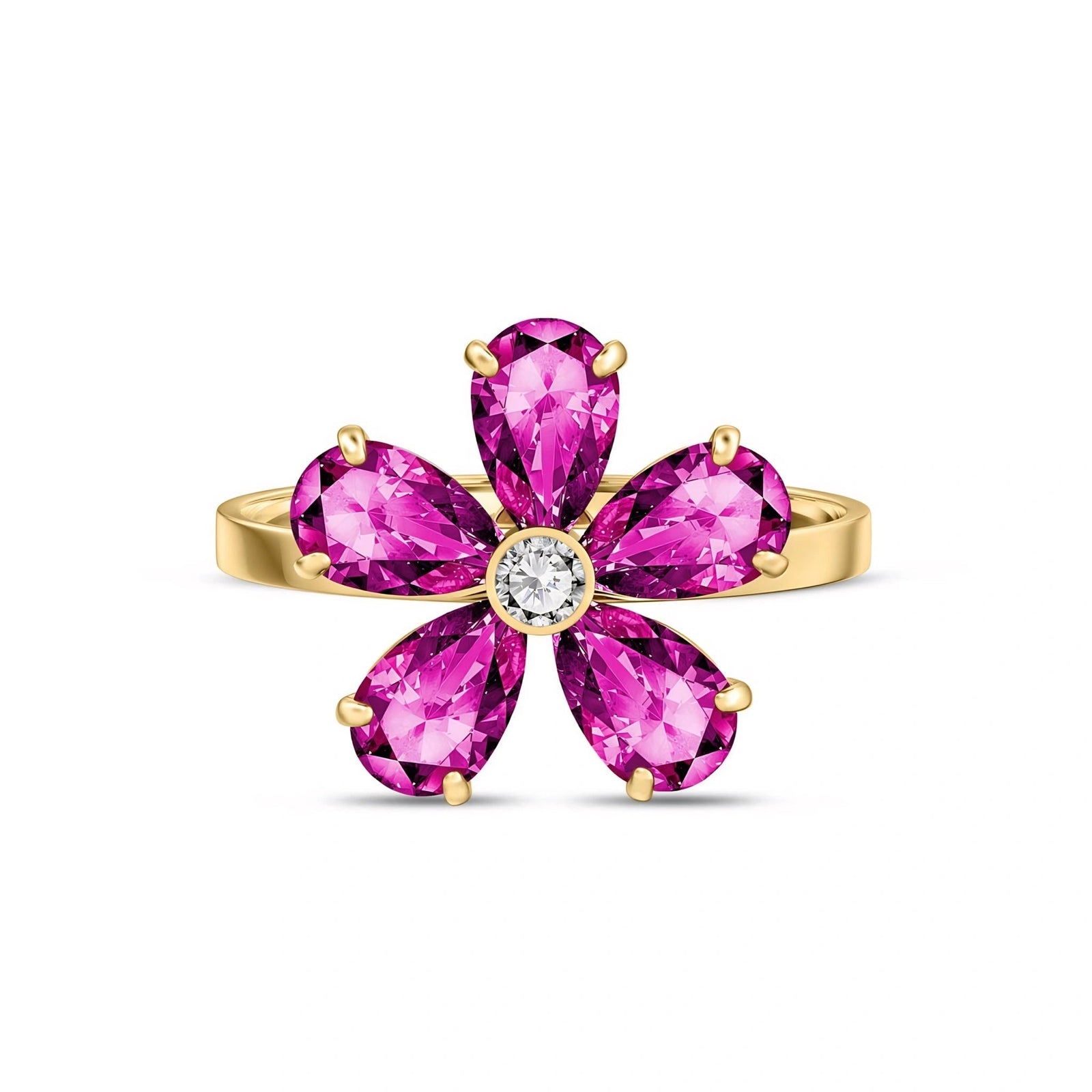 Yellow Gold Ring Pink Topaz 10K — Rosalba